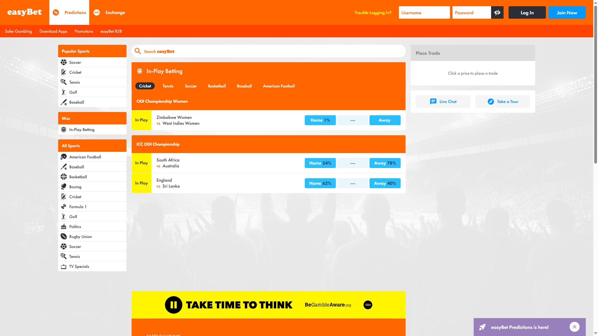Easybet — Lobby (Desktop)