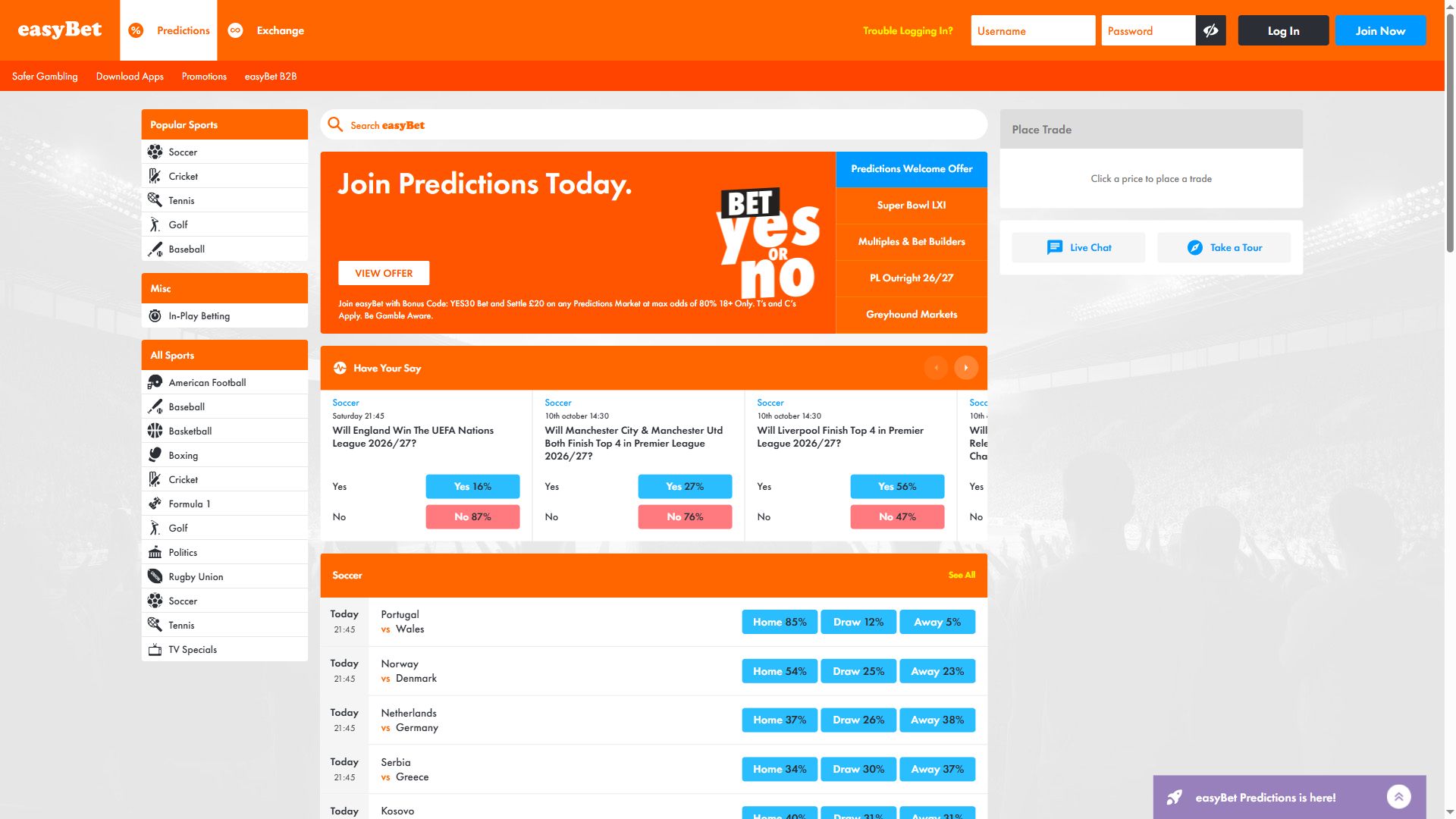 Easybet — Homepage (Desktop)