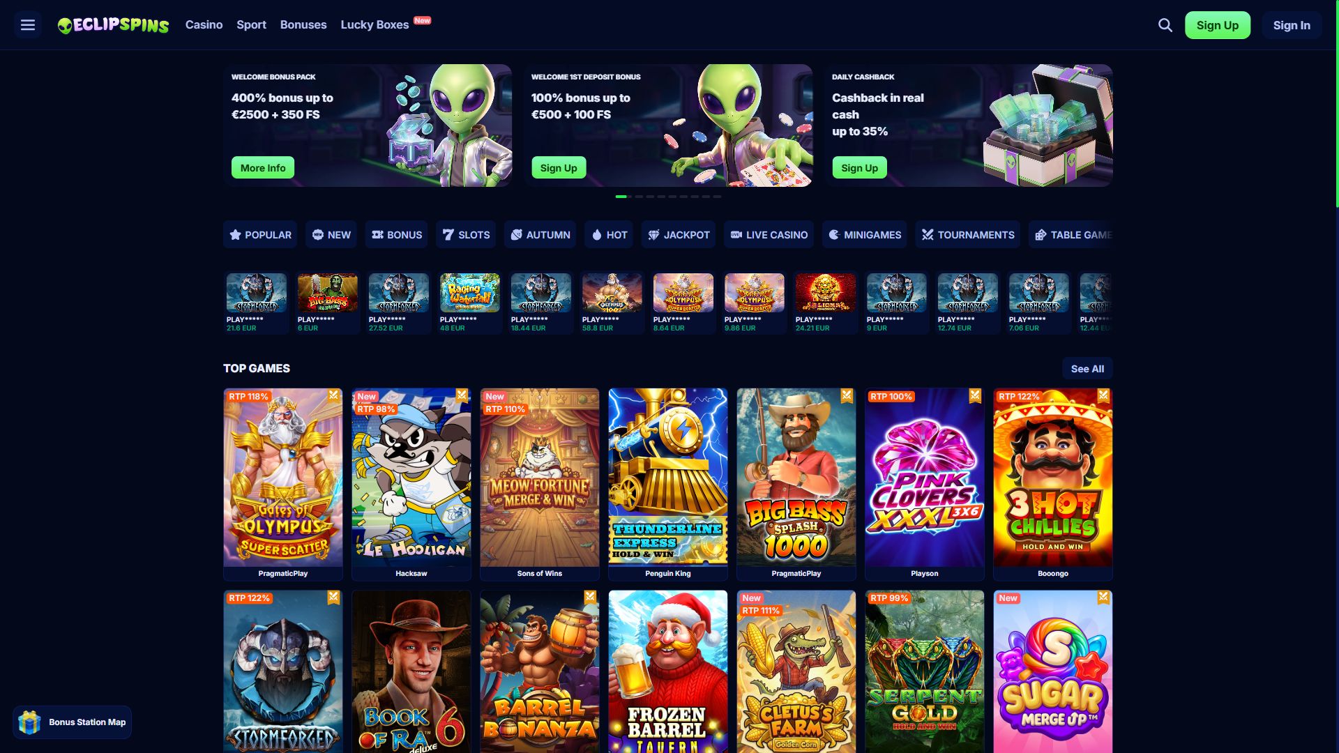 Eclipspins — Homepage (Desktop)