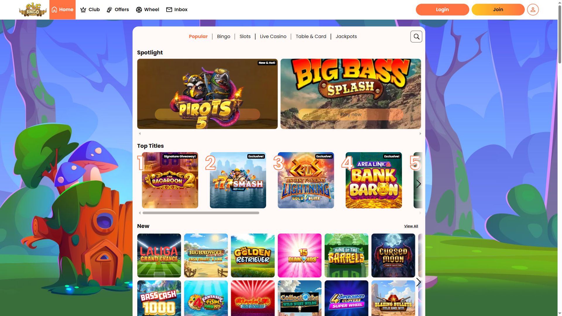 Elfbingo — Lobby (Desktop)