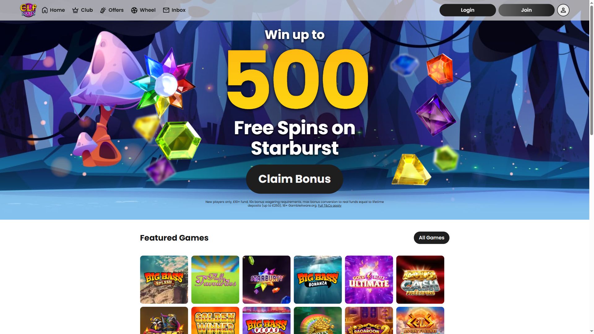 Elfslots — Homepage (Desktop)