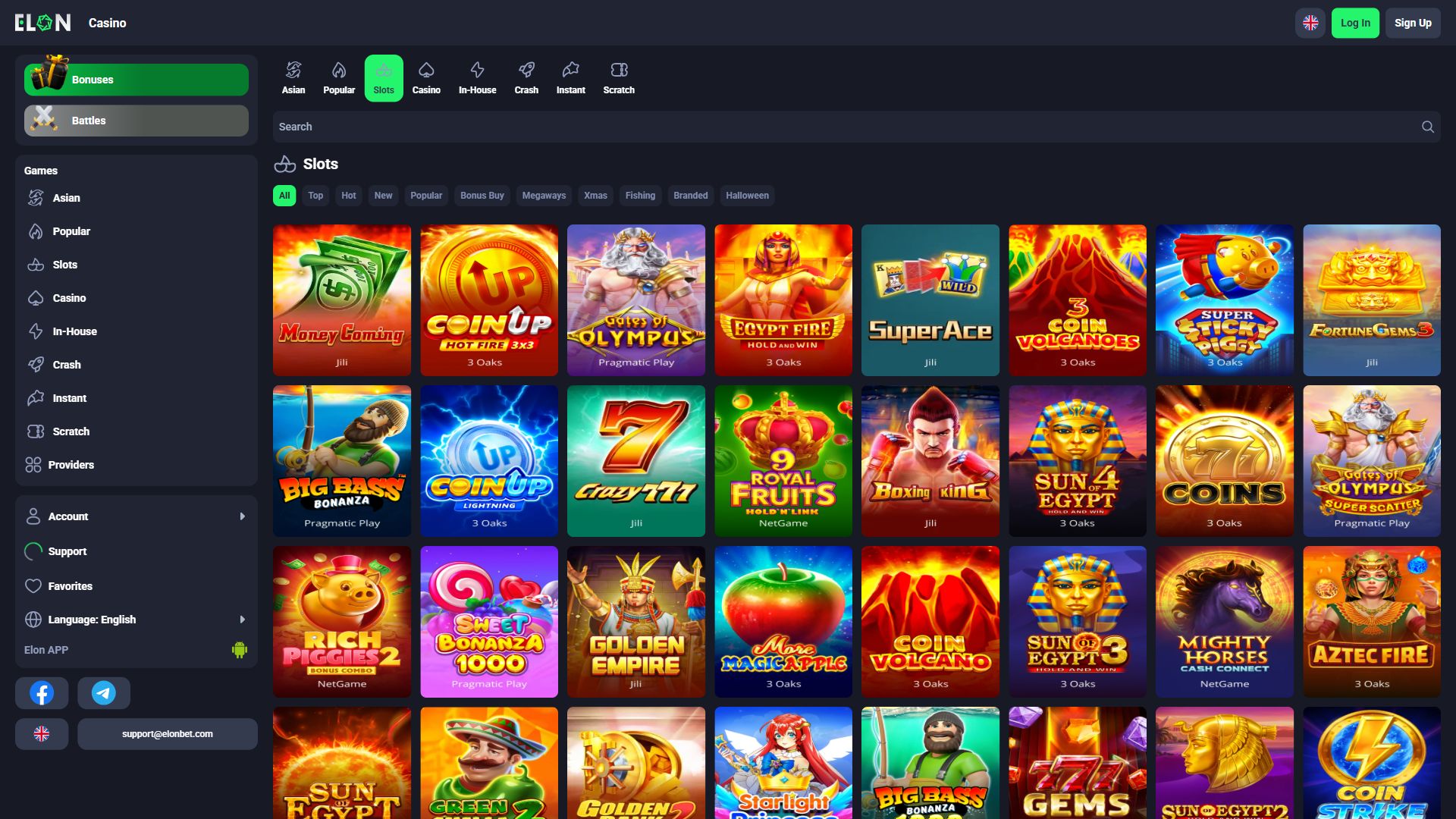 Elonbet — Lobby (Desktop)