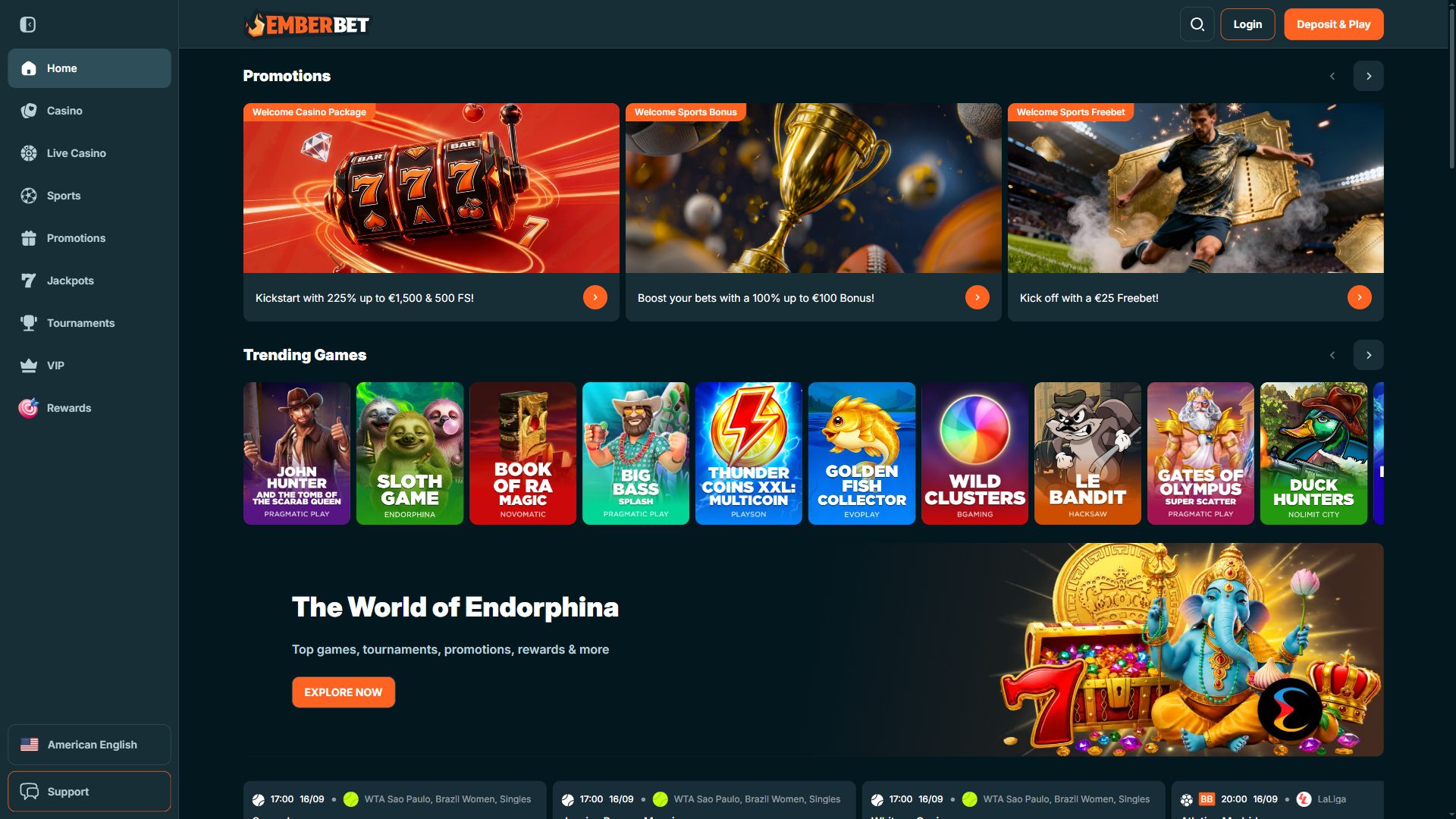 EmberBet — Homepage (Desktop)