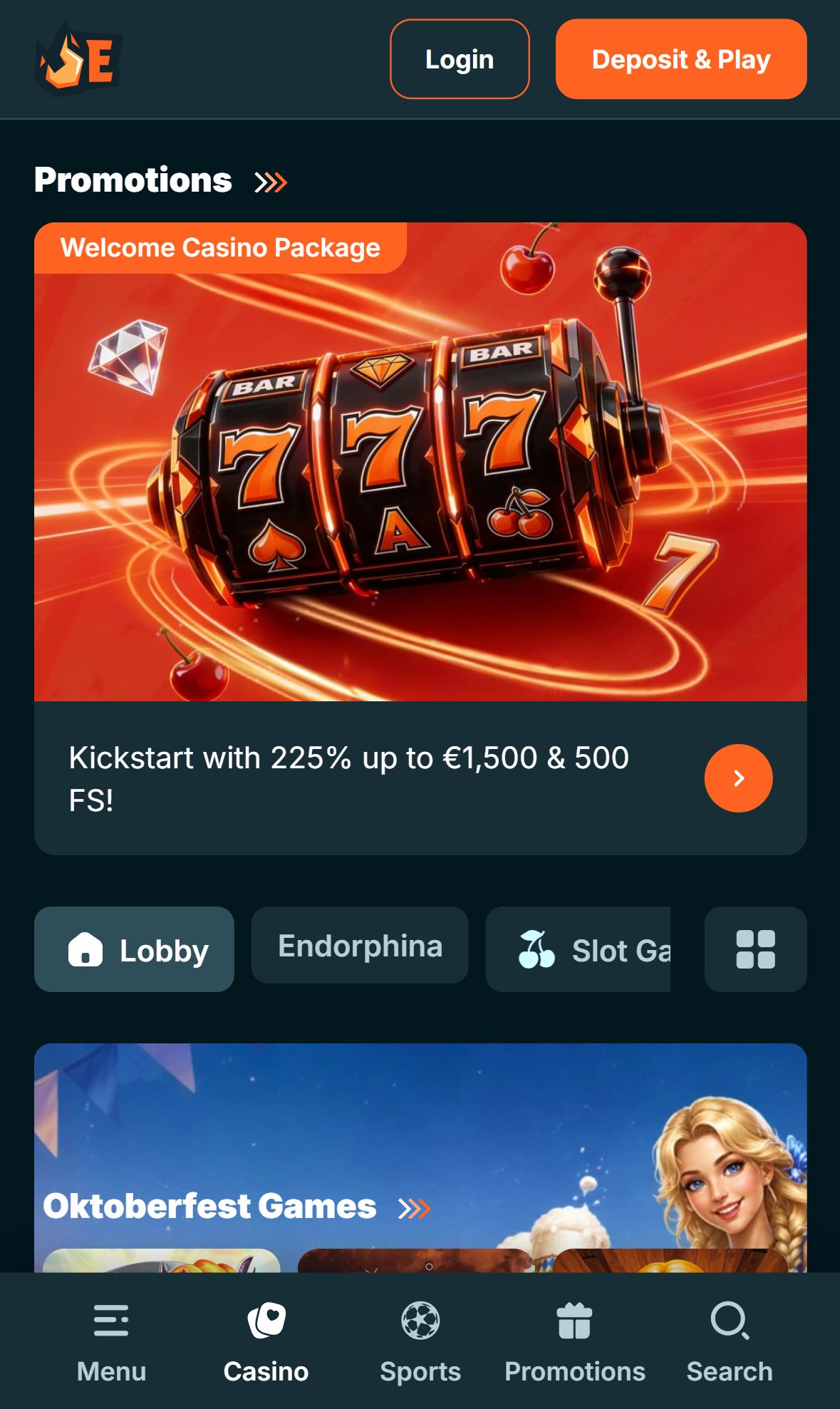 EmberBet — Lobby (Mobile)