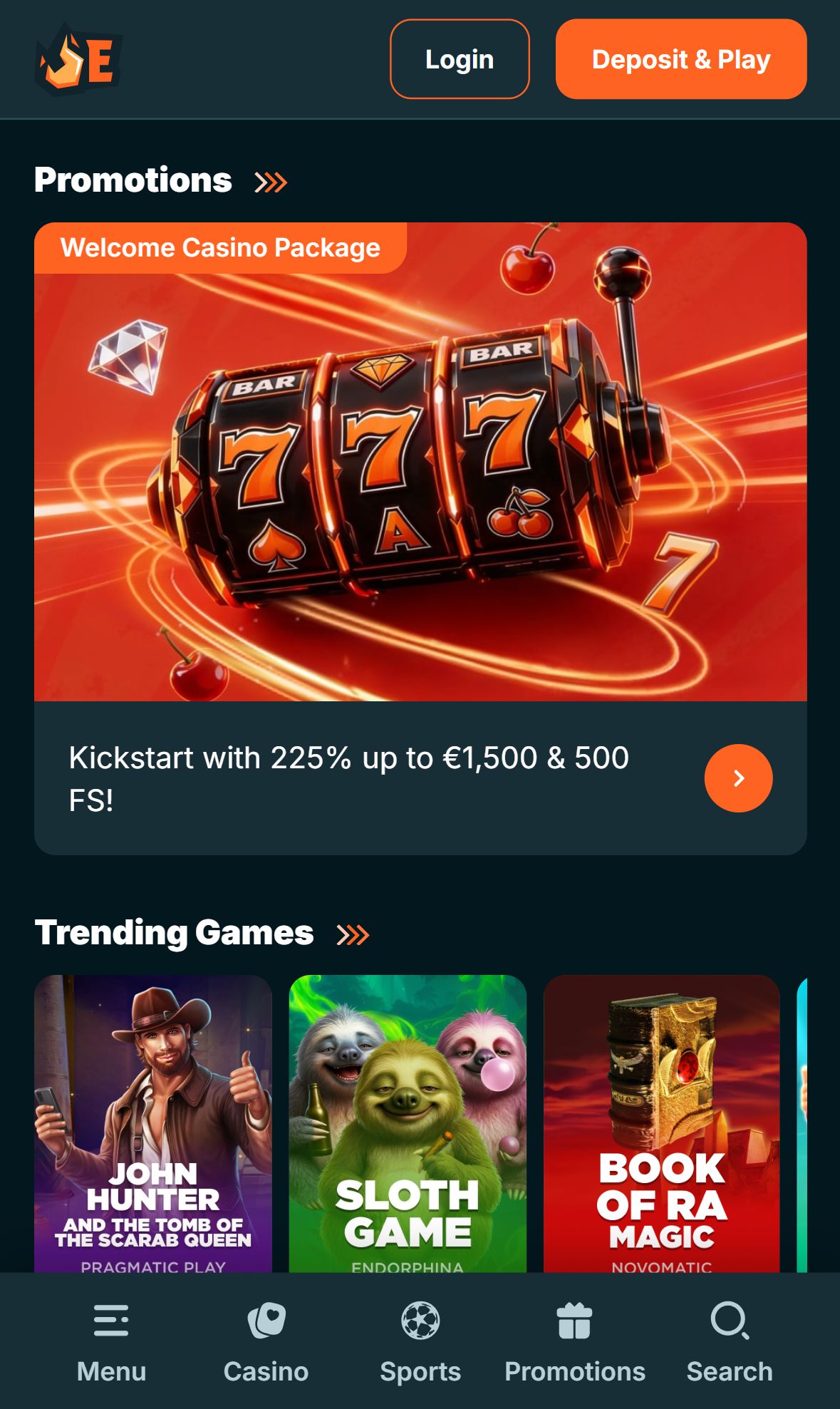 EmberBet — Homepage (Mobile)