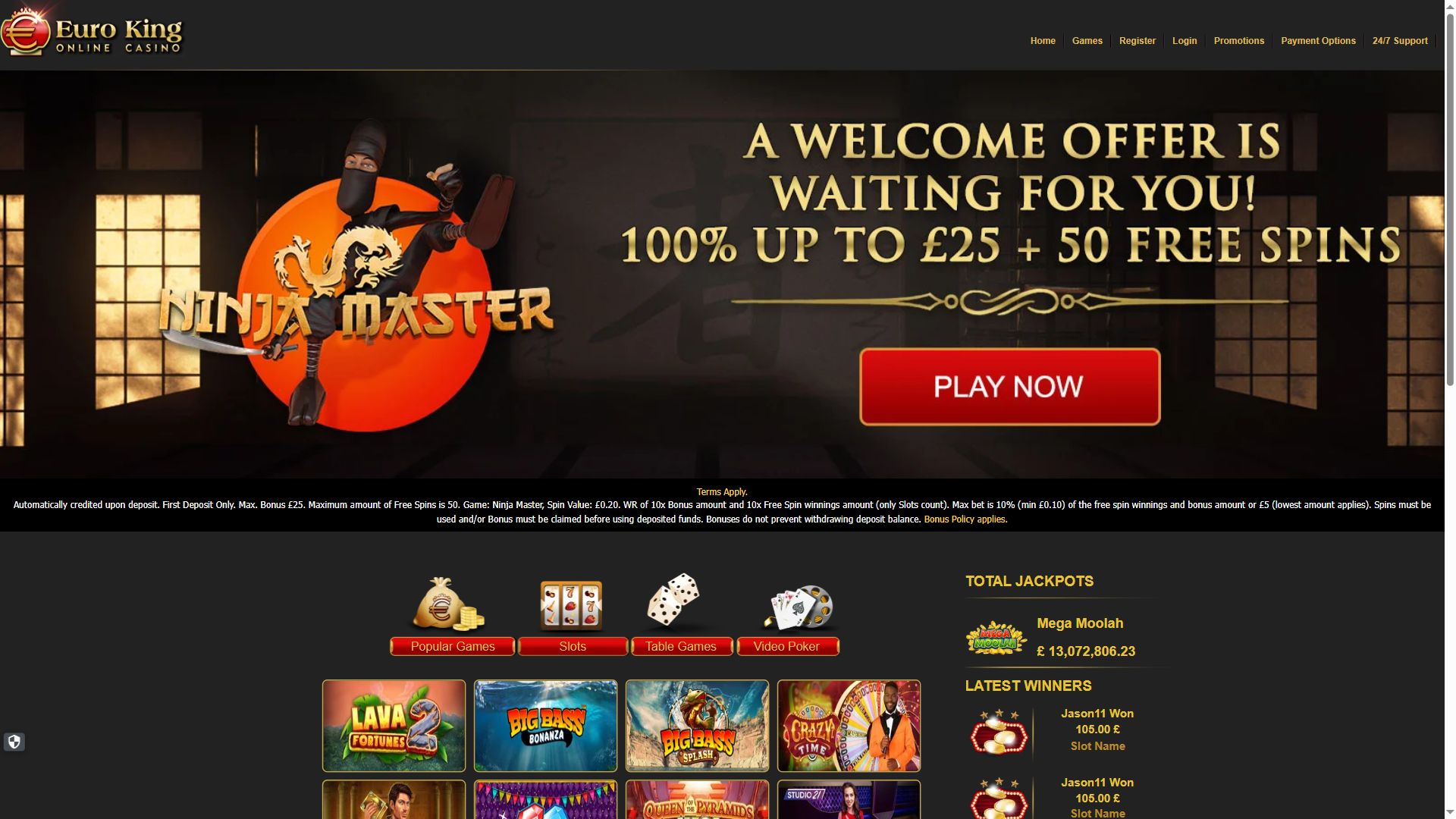 EuroKing Club — Homepage (Desktop)