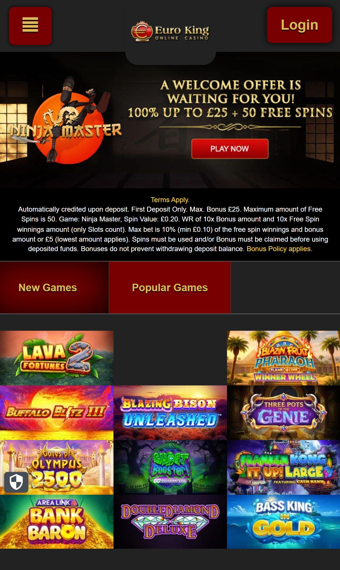 EuroKing Club — Homepage (Mobile)