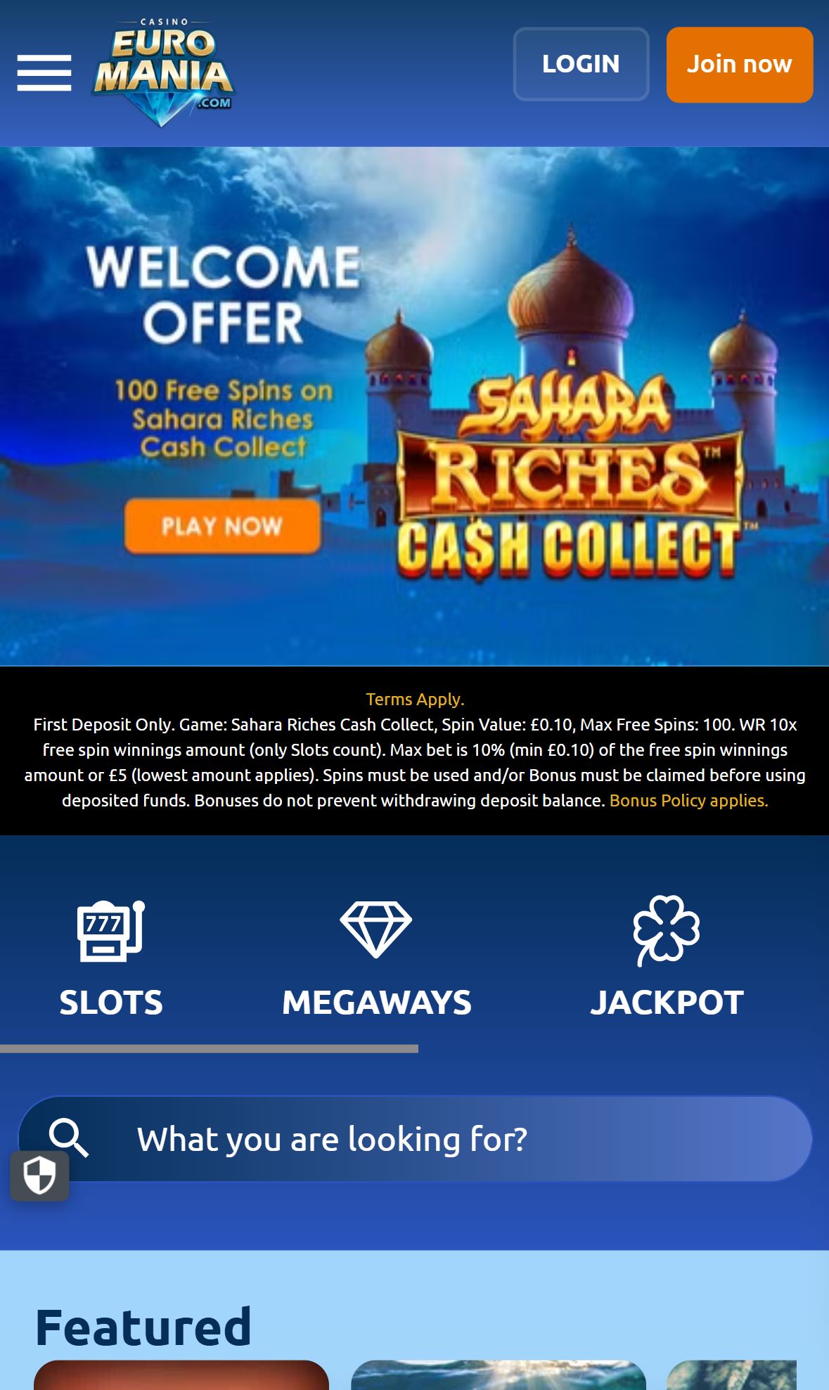EuroMania — Homepage (Mobile)