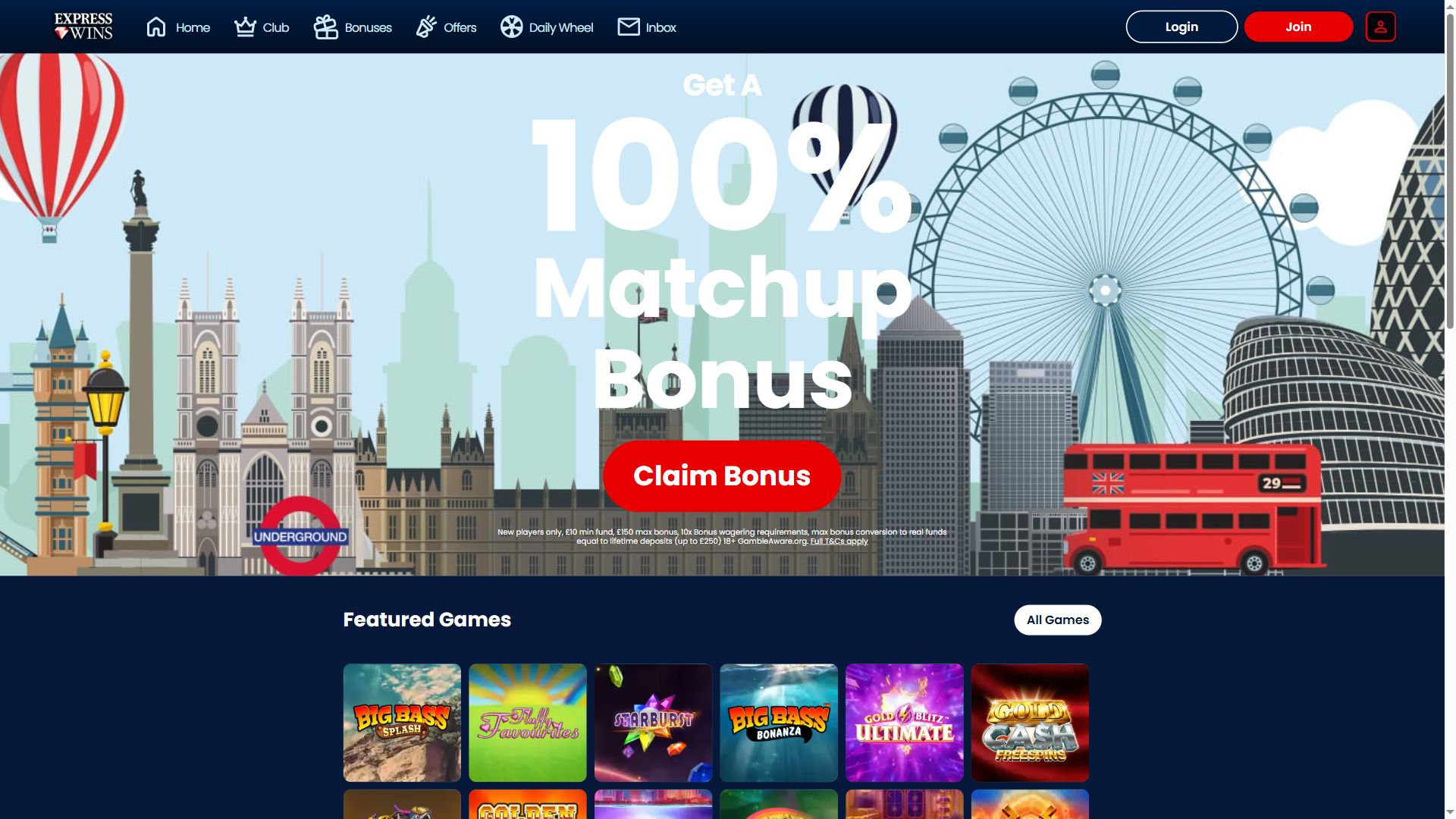 Express Wins — Homepage (Desktop)
