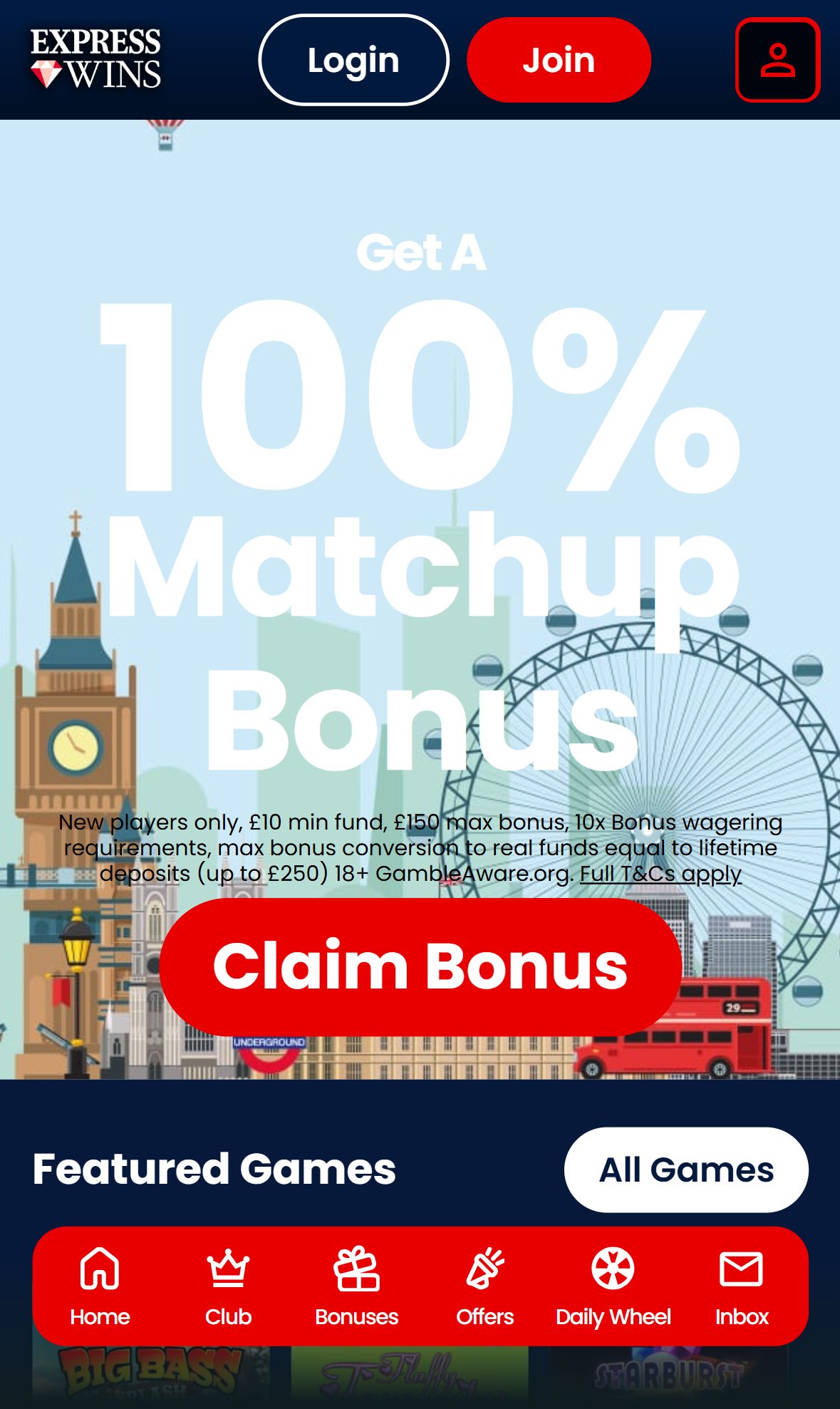 Express Wins — Homepage (Mobile)
