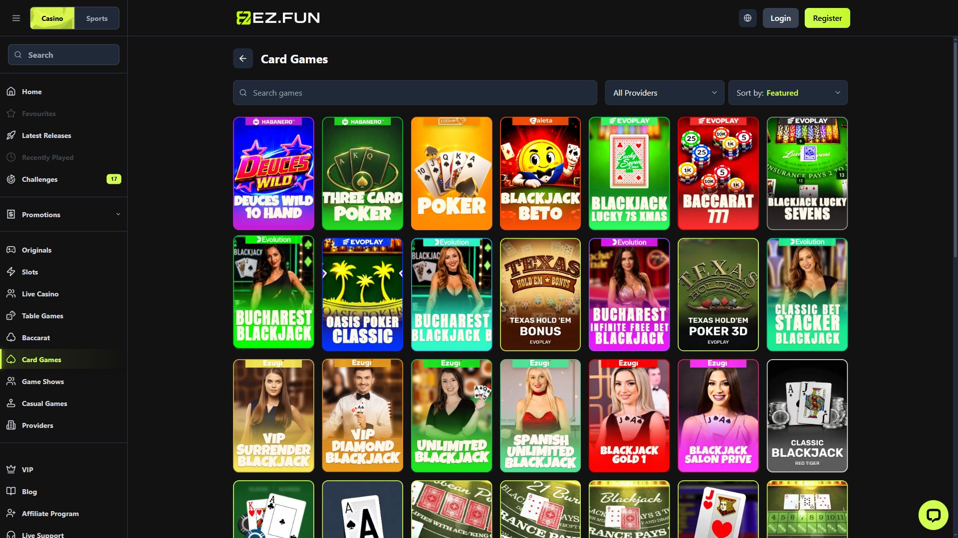 ez.fun — Lobby (Desktop)