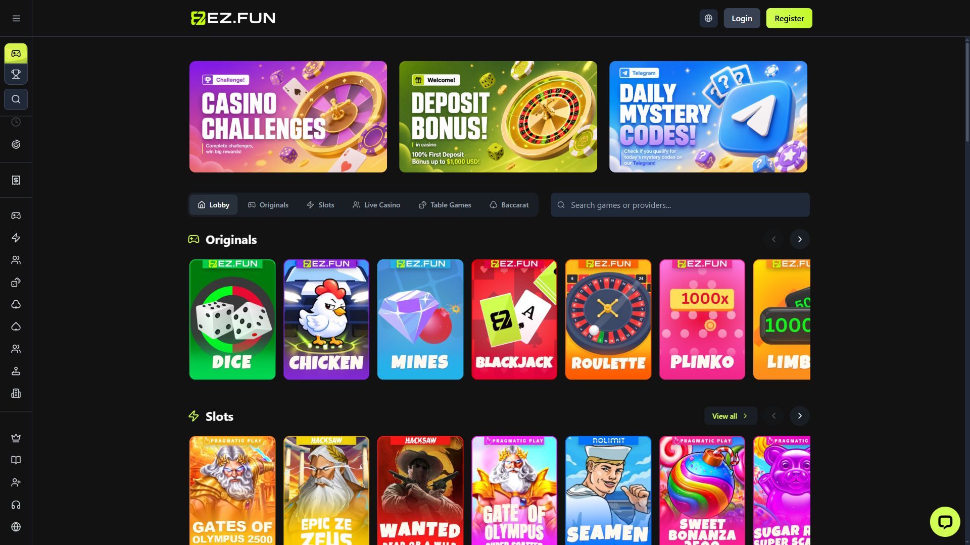 ez.fun — Homepage (Desktop)