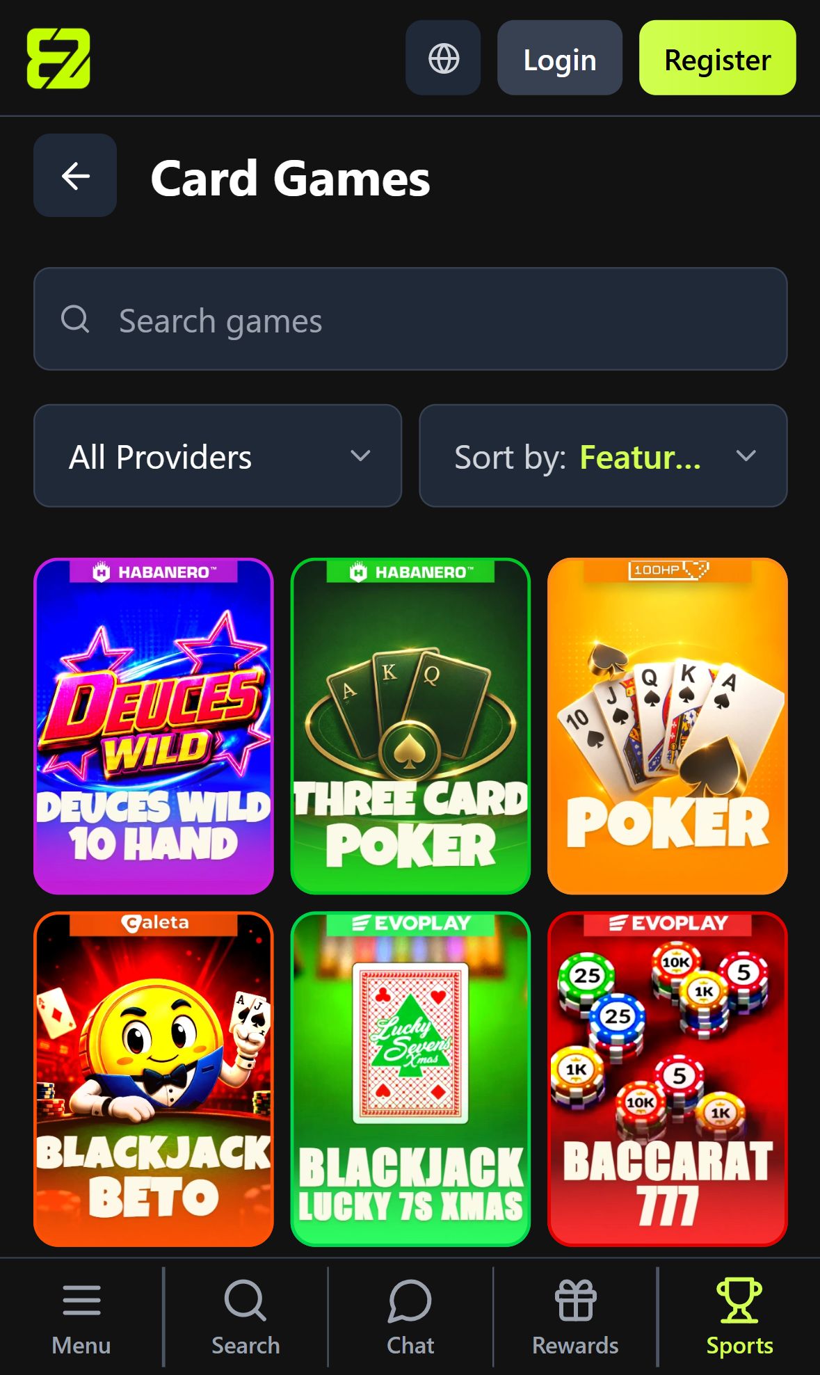 ez.fun — Lobby (Mobile)