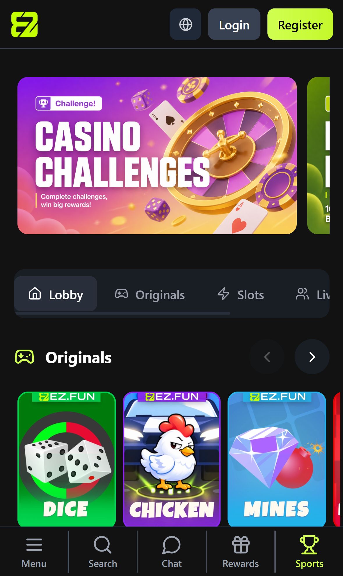 ez.fun — Homepage (Mobile)