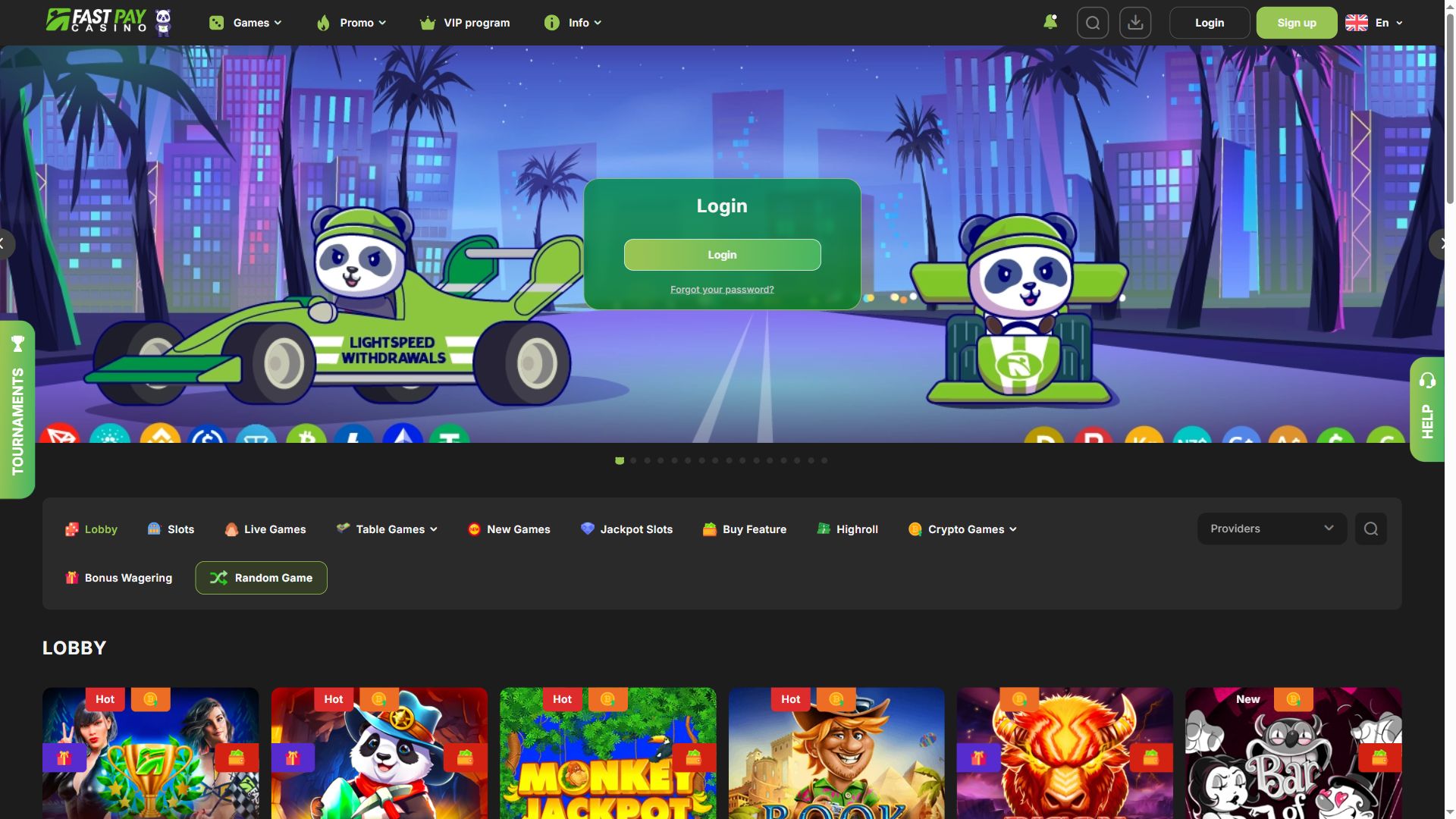 FastPay Casino — Lobby (Desktop)