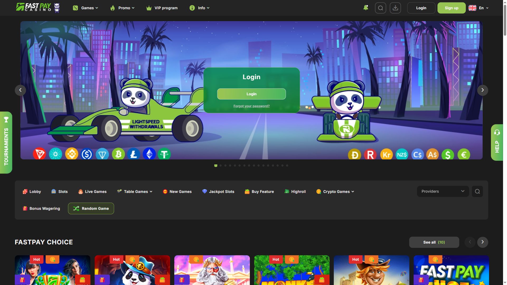FastPay Casino — Homepage (Desktop)