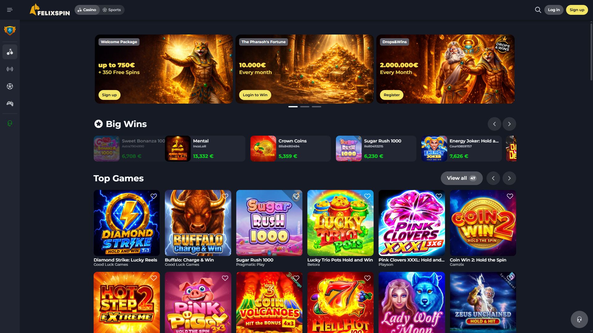 Felix Spin — Homepage (Desktop)