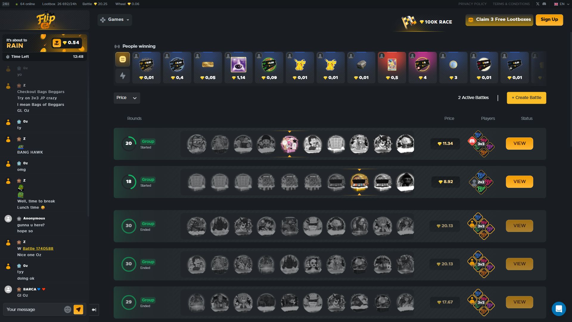 Flip — Lobby (Desktop)