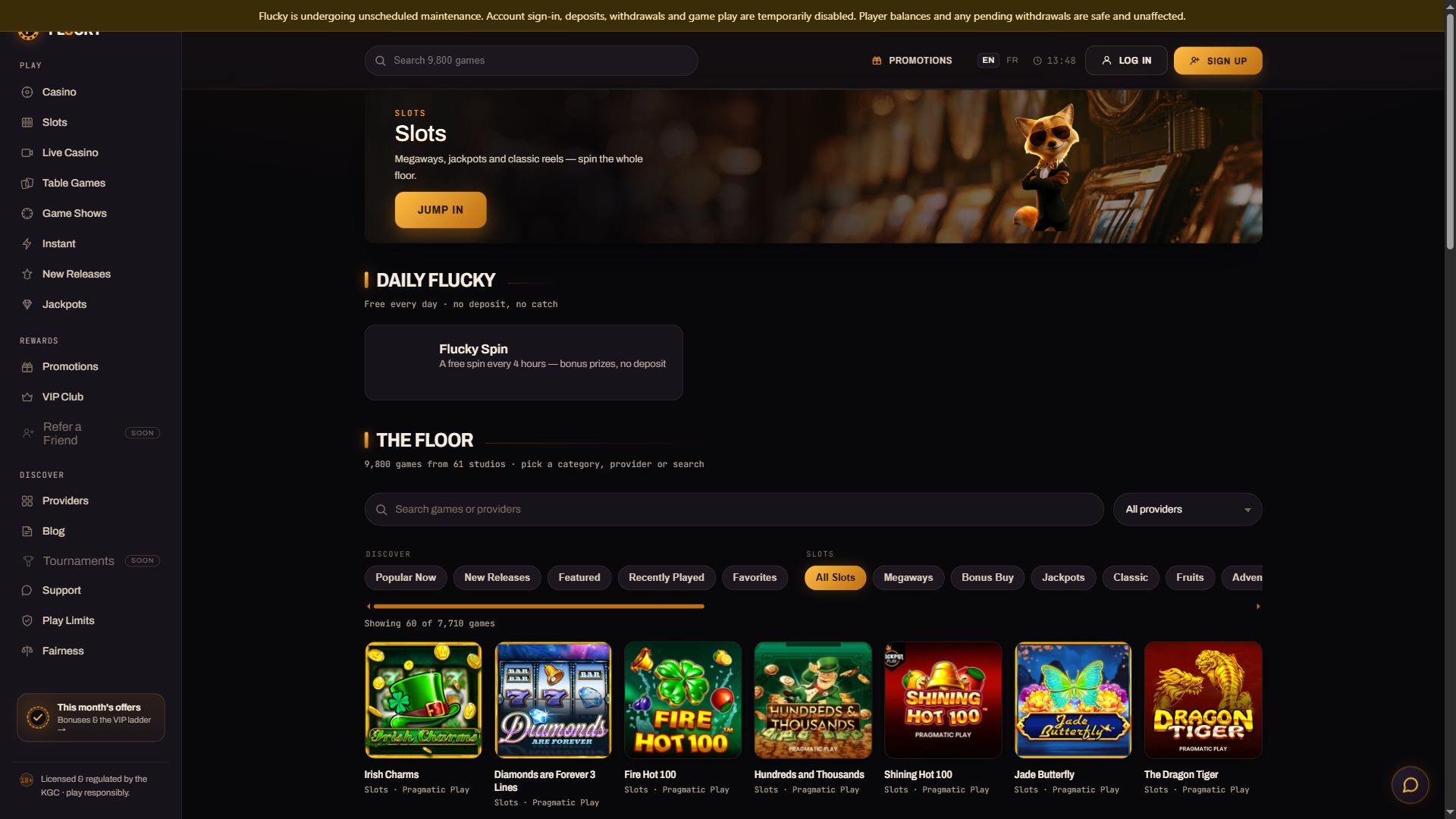 Flucky — Lobby (Desktop)