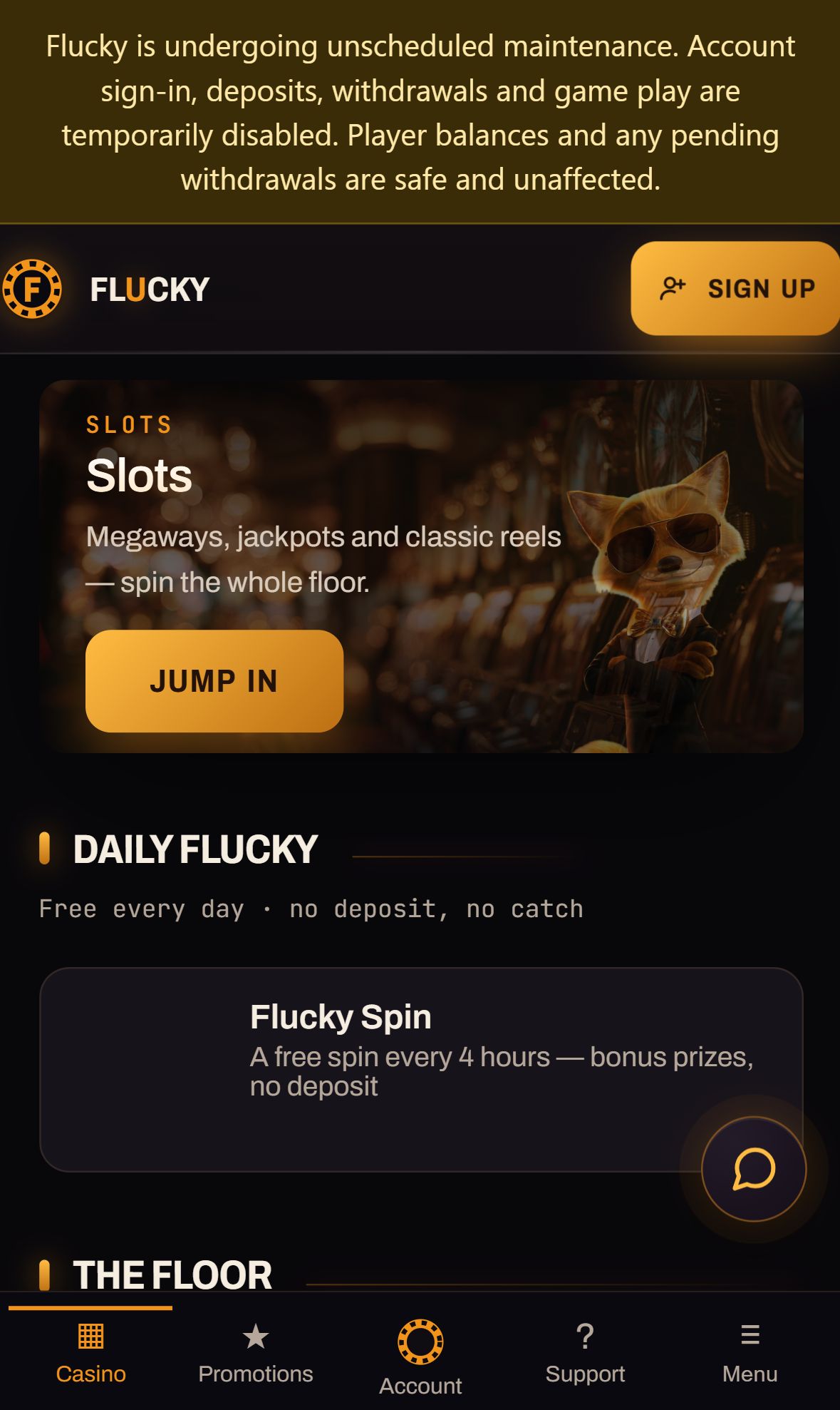 Flucky — Lobby (Mobile)