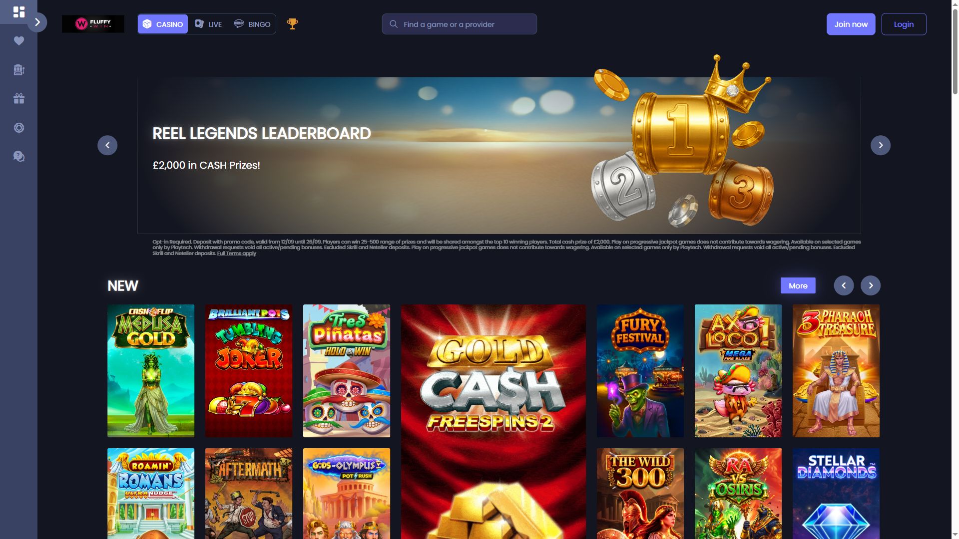 Fluffywincasino — Homepage (Desktop)