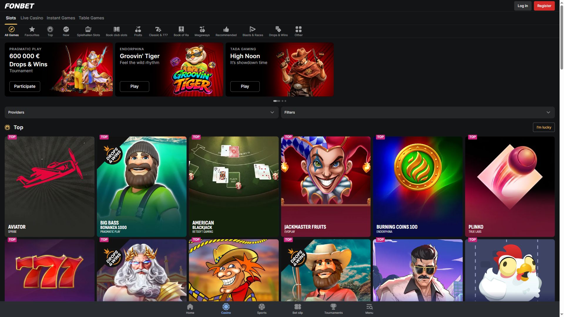 Fonbet — Lobby (Desktop)
