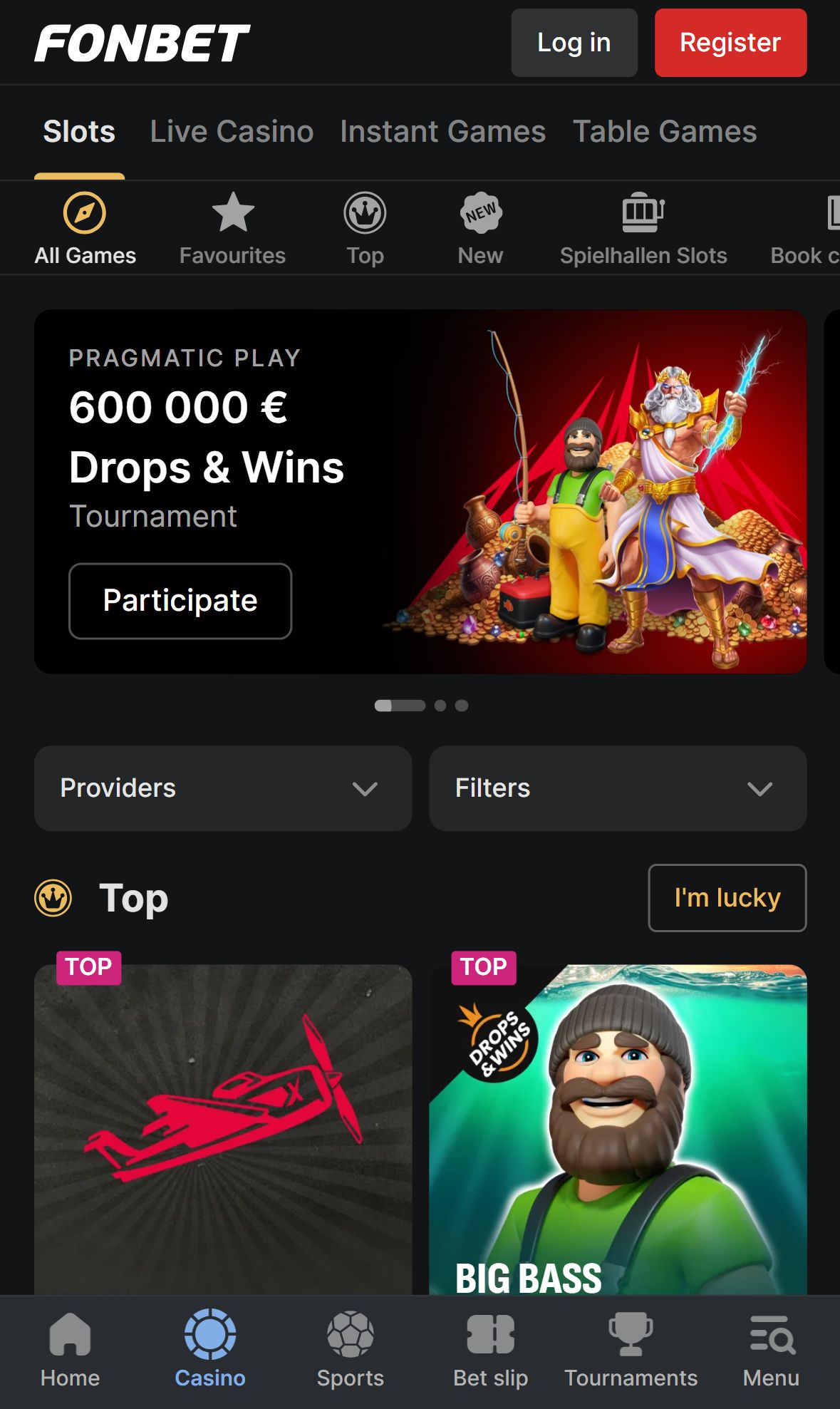 Fonbet — Lobby (Mobile)