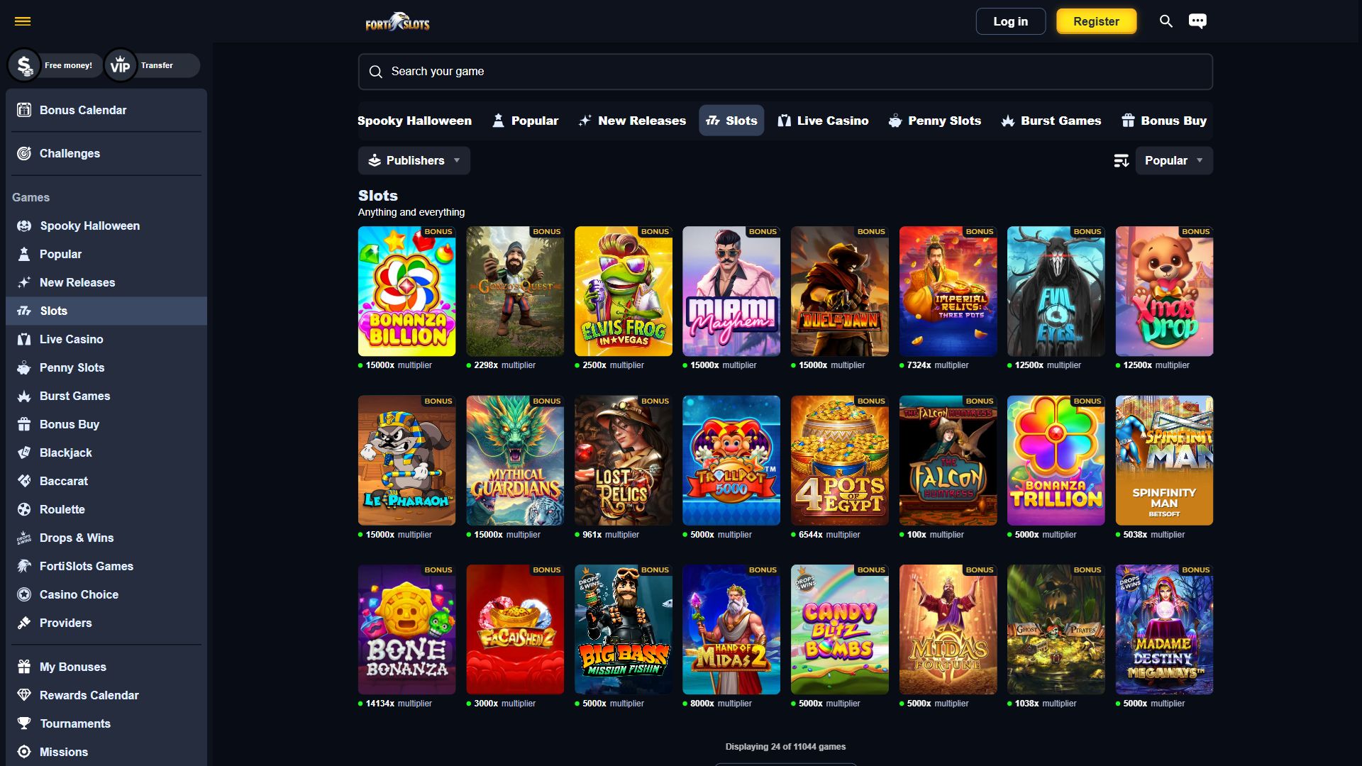 Forti Slots — Lobby (Desktop)
