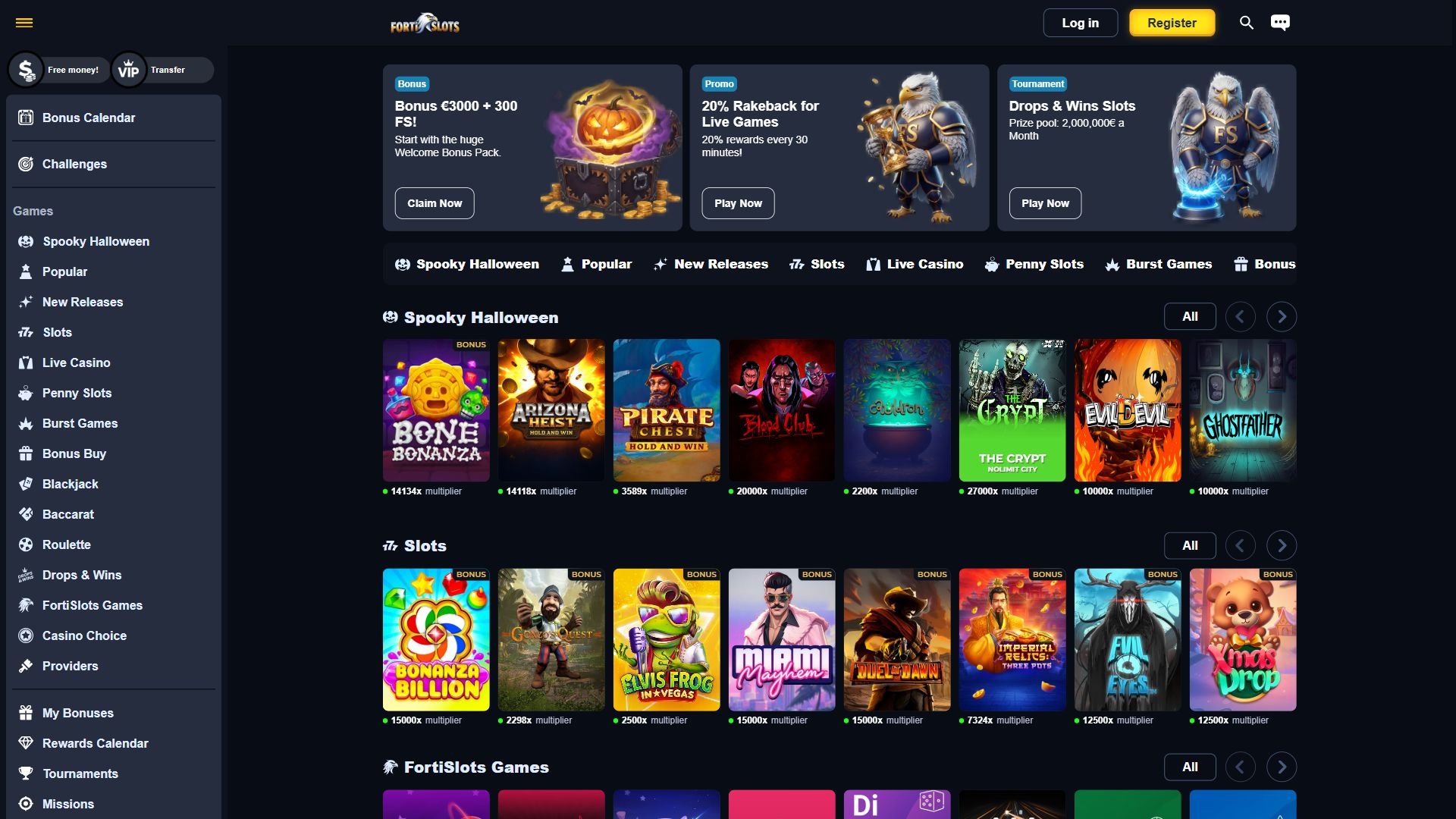Forti Slots — Homepage (Desktop)