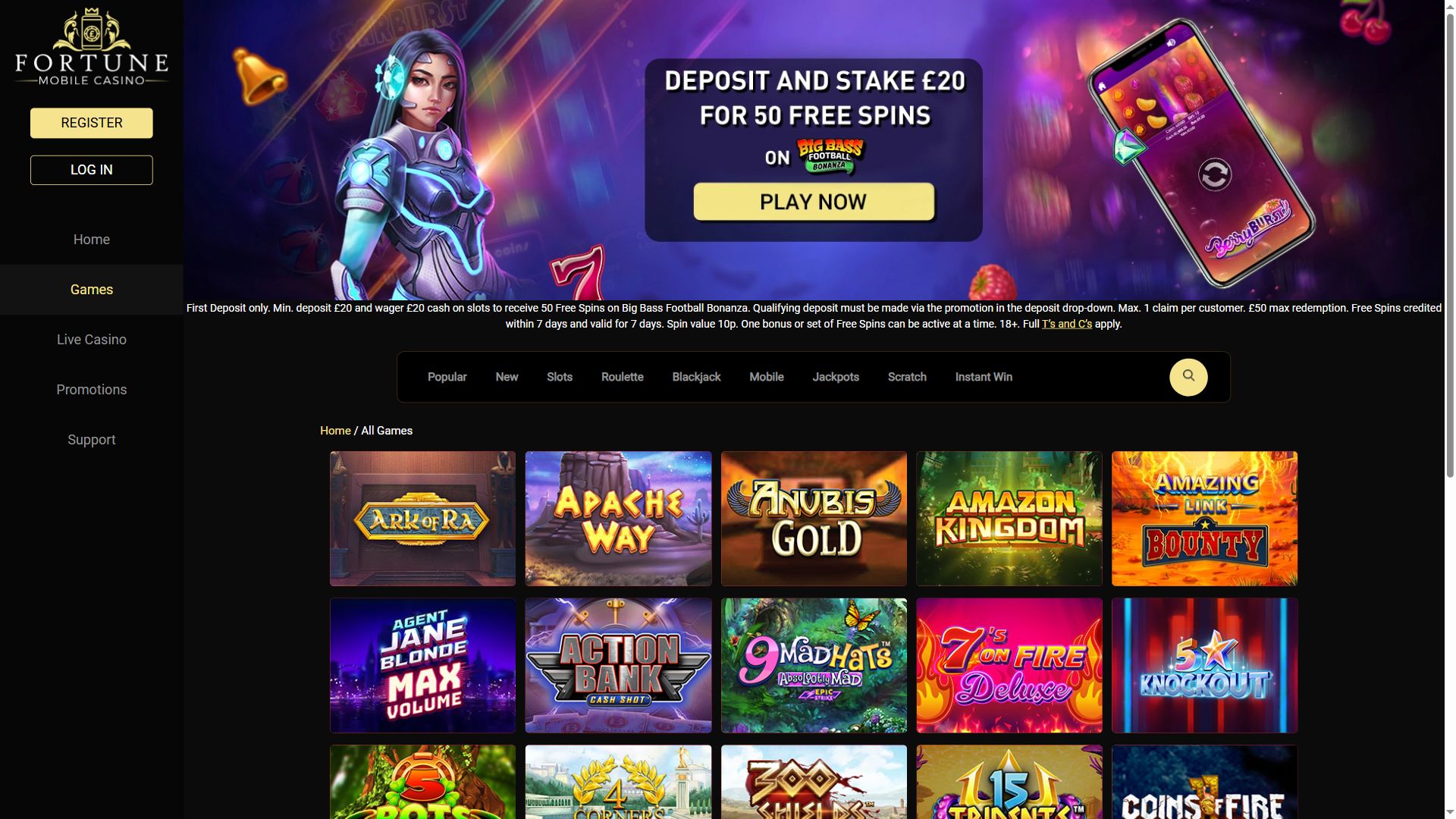 Fortune Mobile Casino — Lobby (Desktop)
