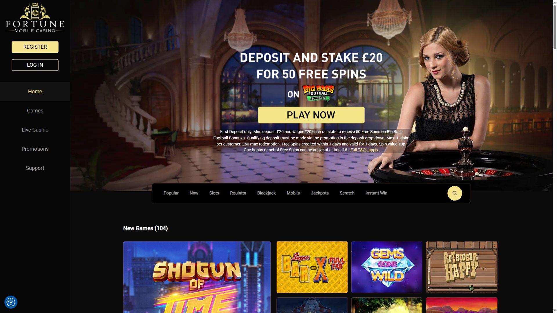Fortune Mobile Casino — Homepage (Desktop)