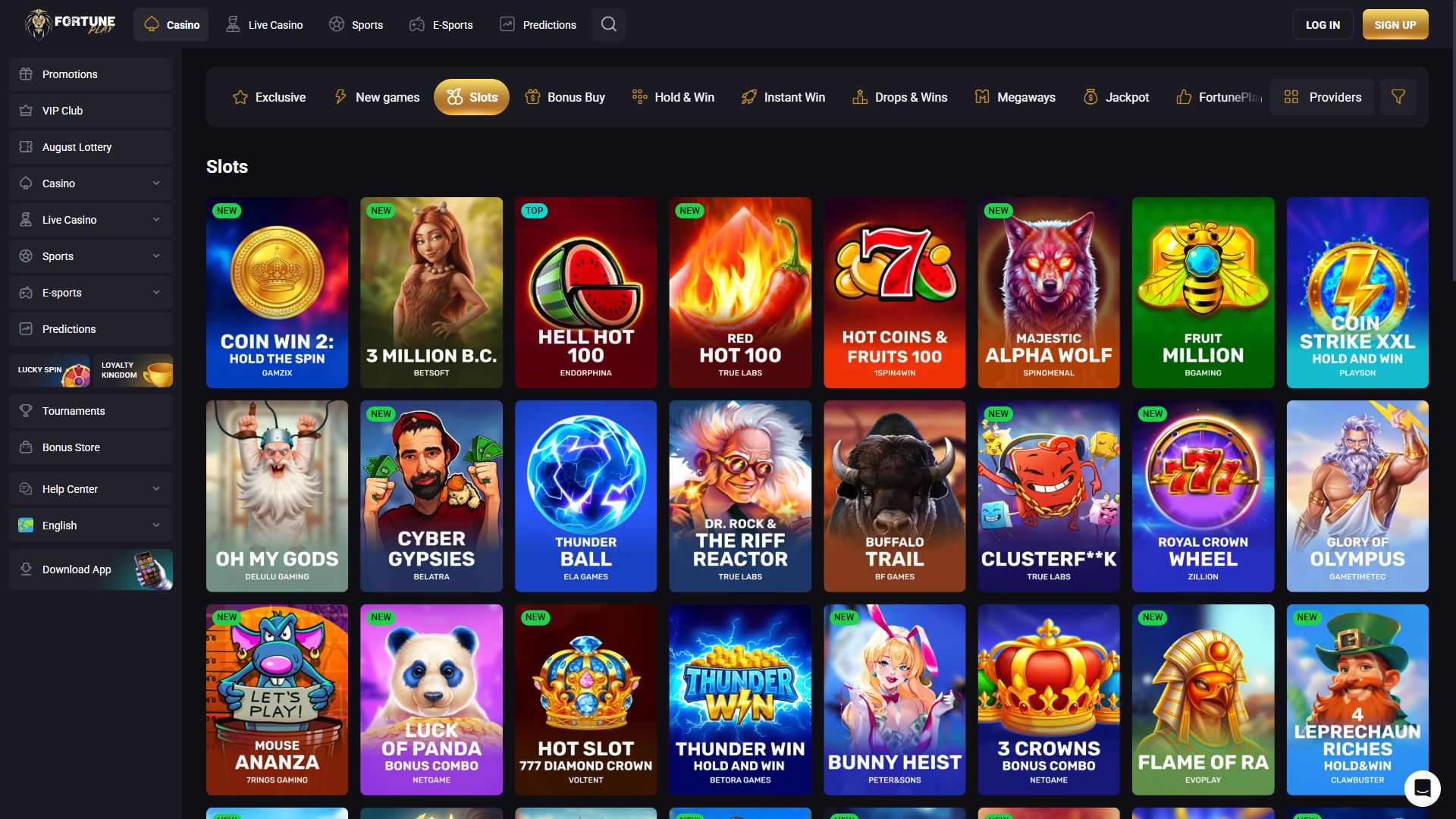 Fortune Play — Lobby (Desktop)