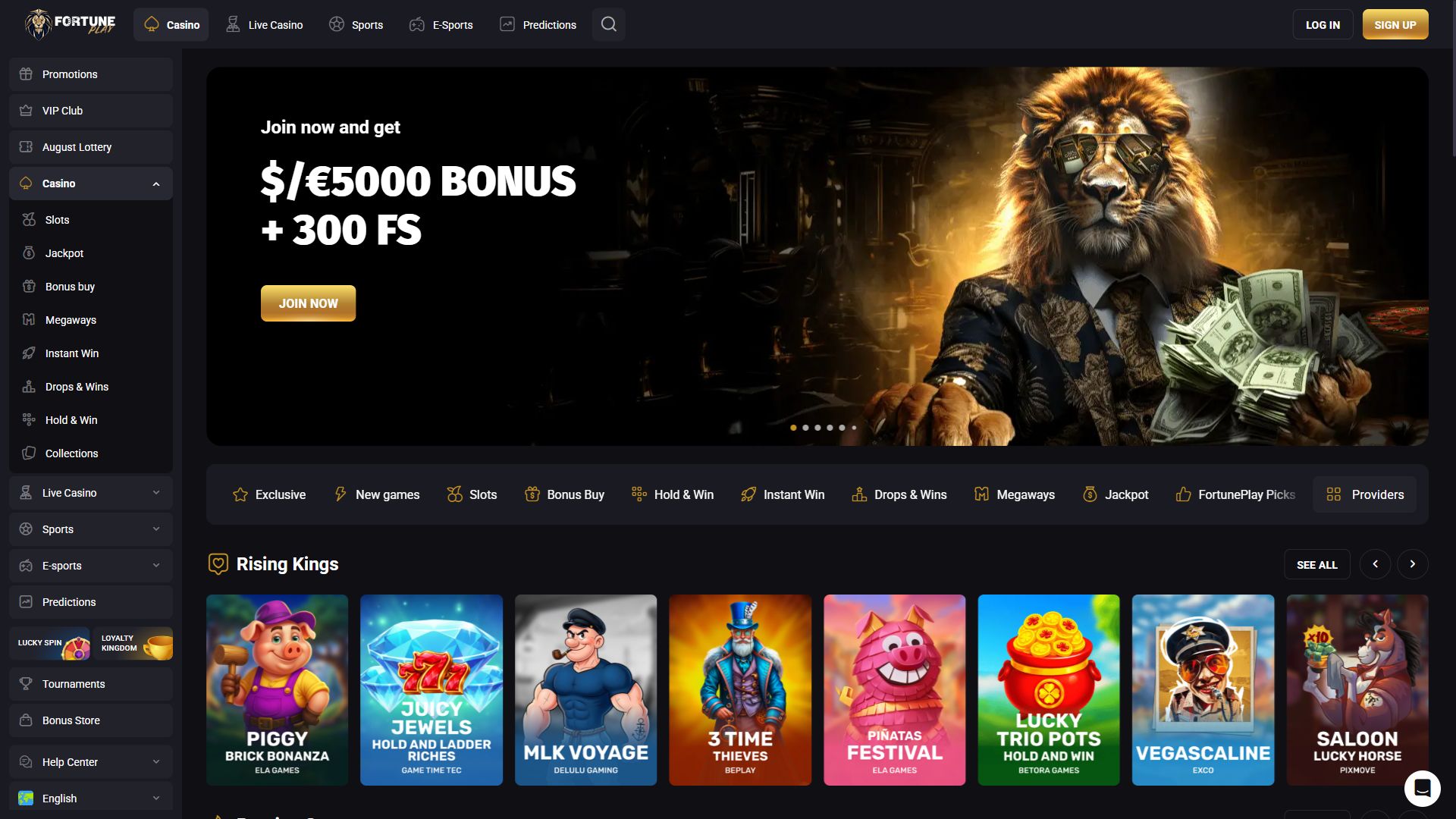 Fortune Play — Homepage (Desktop)