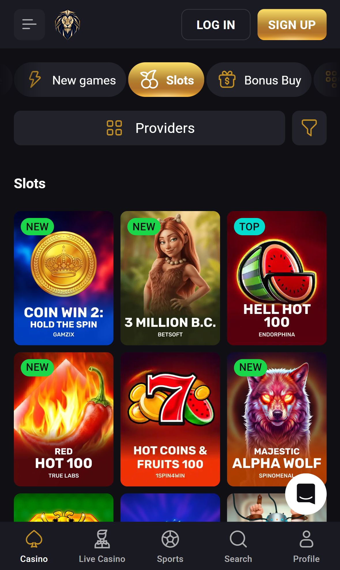 Fortune Play — Lobby (Mobile)