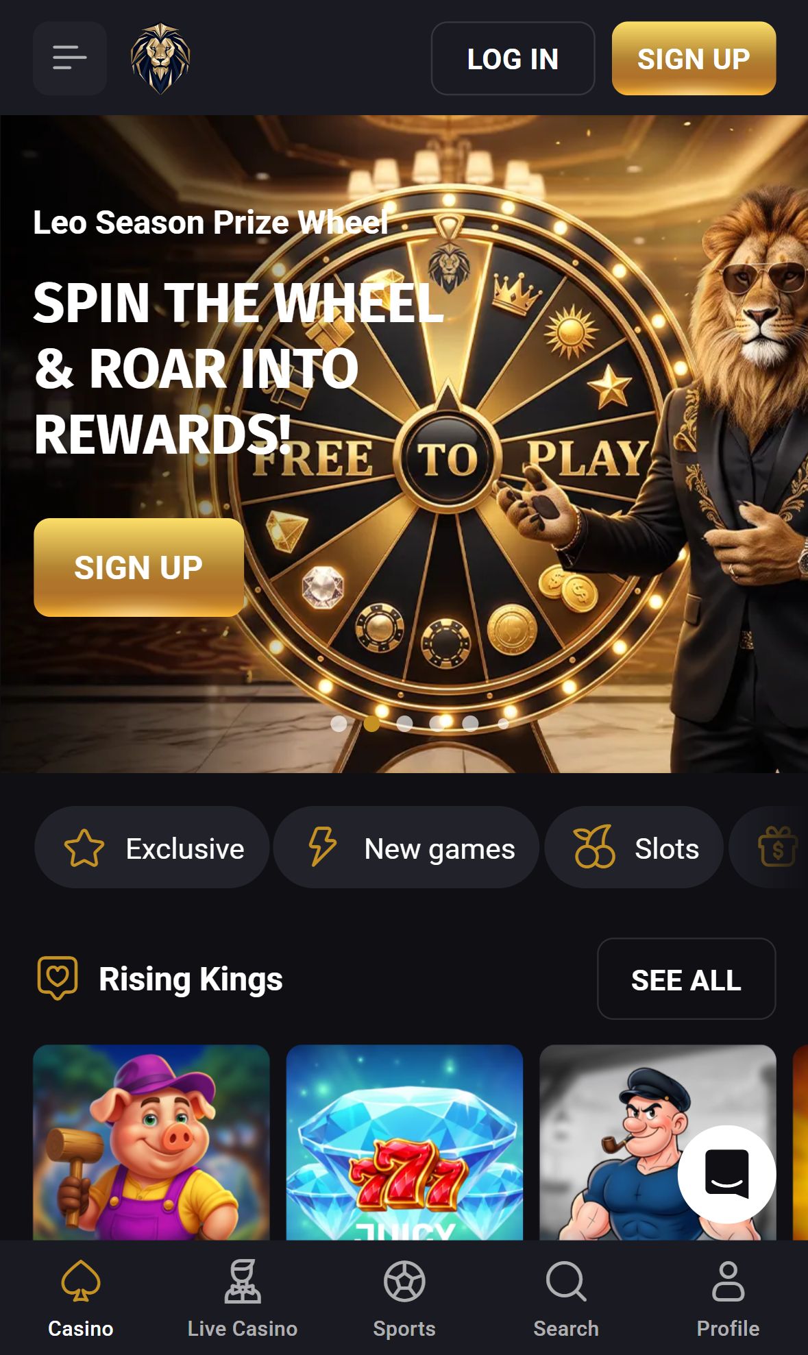 Fortune Play — Homepage (Mobile)