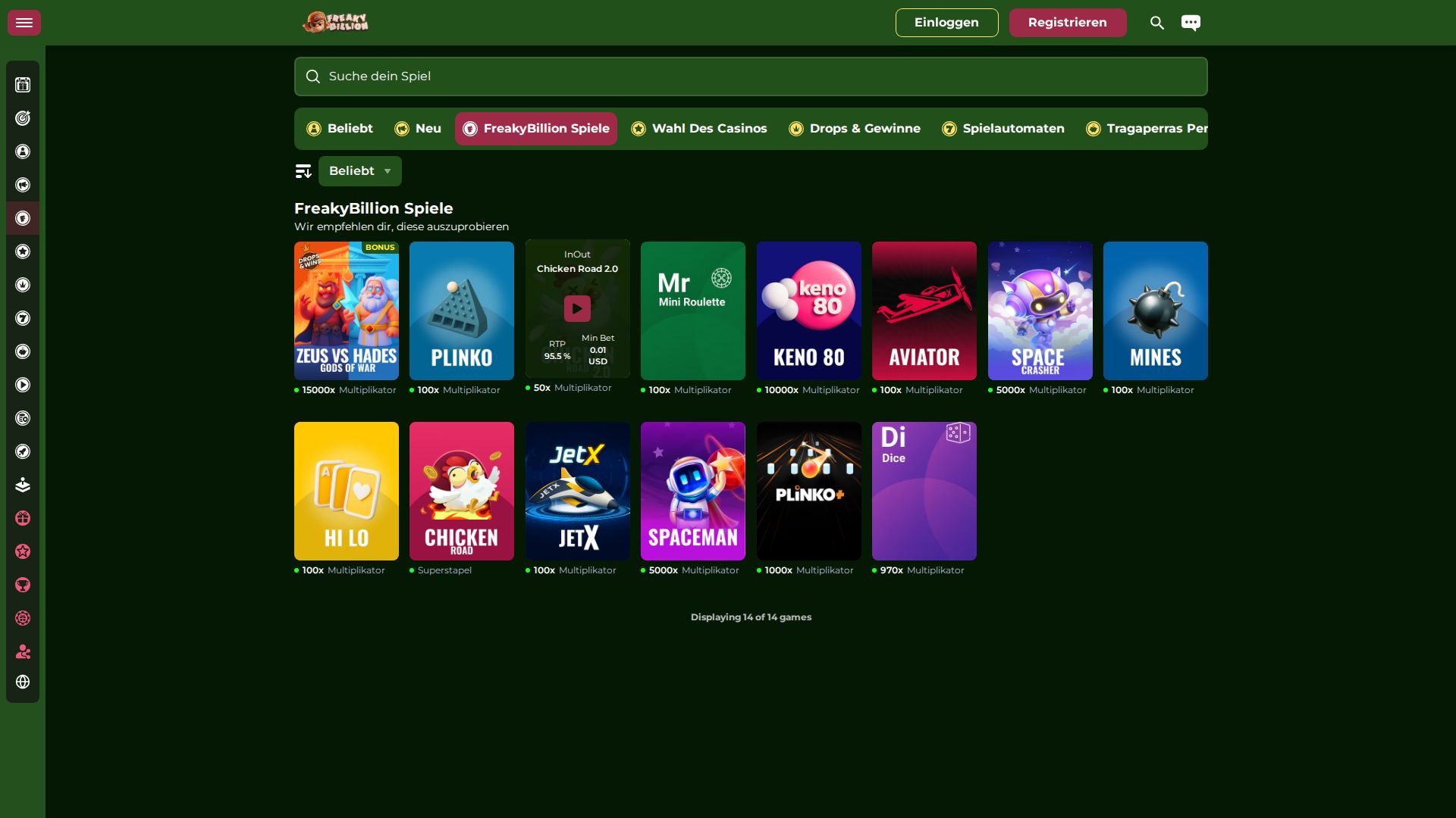 FreakyBillion — Lobby (Desktop)