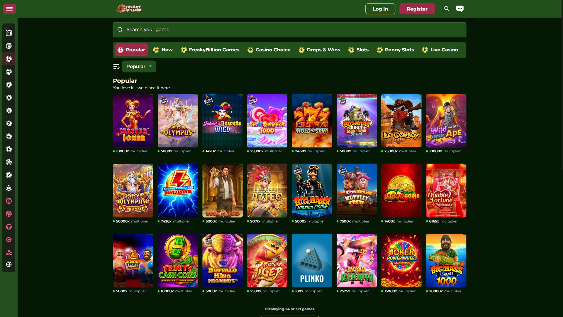 FreakyBillion — Lobby (Desktop)