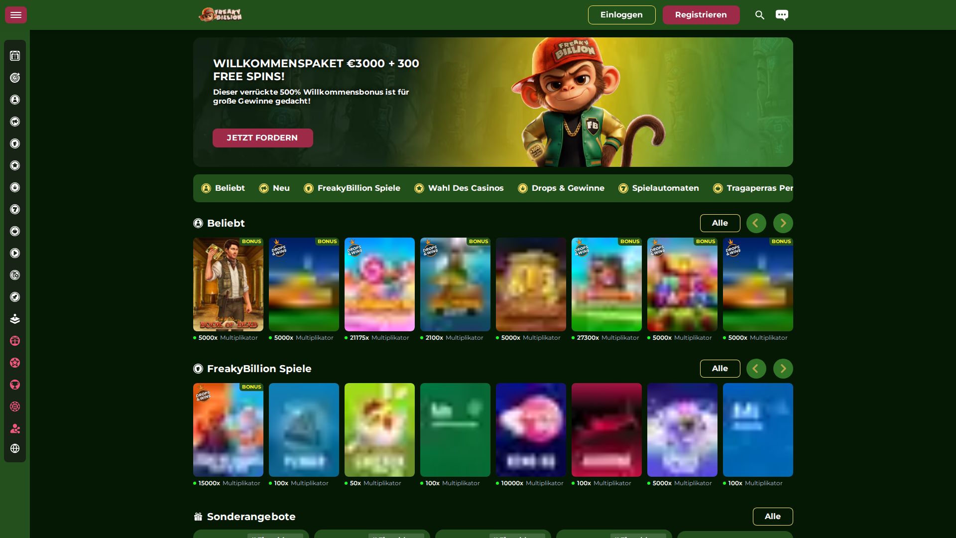 FreakyBillion — Startseite (Desktop)