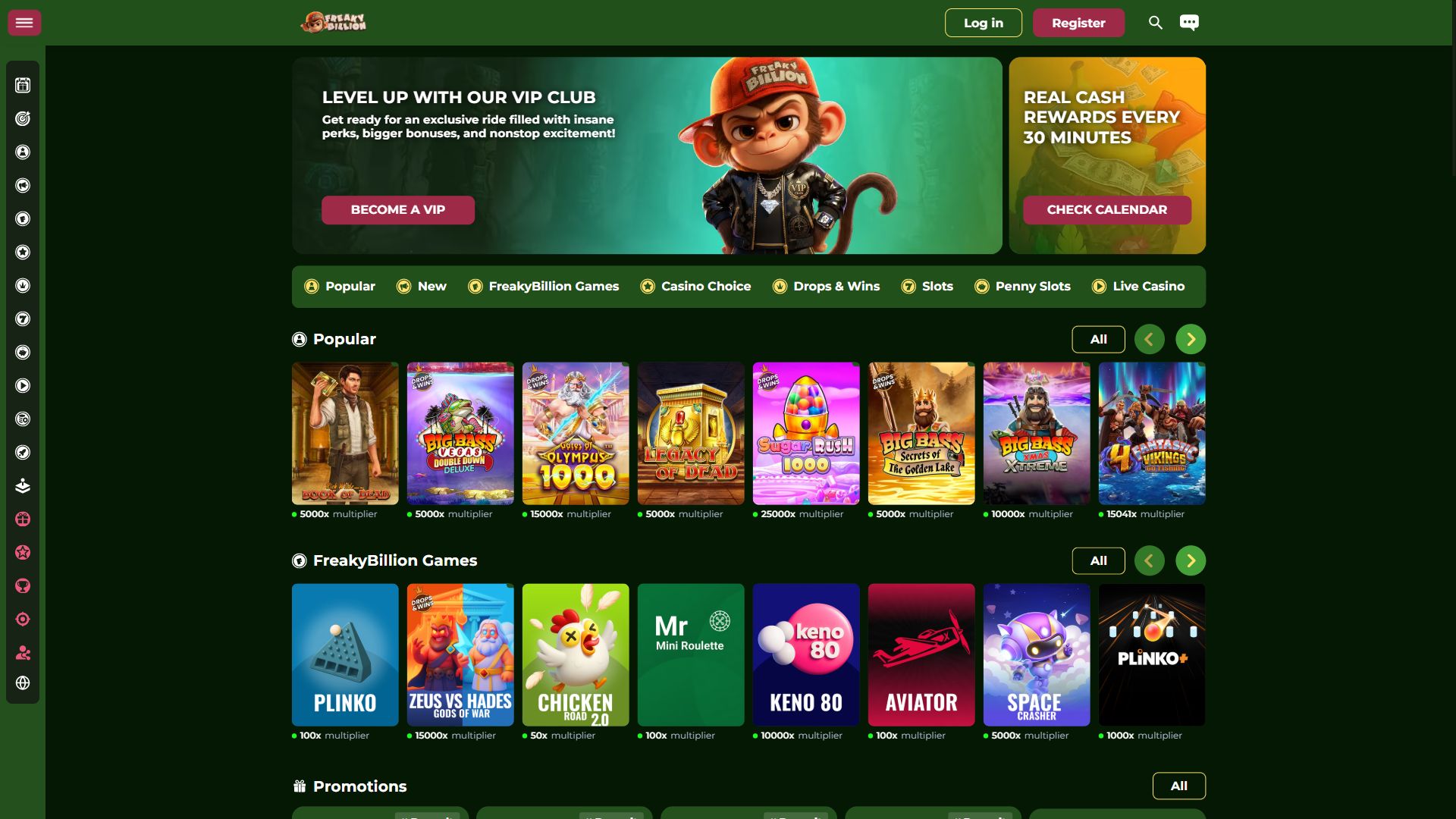 FreakyBillion — Homepage (Desktop)
