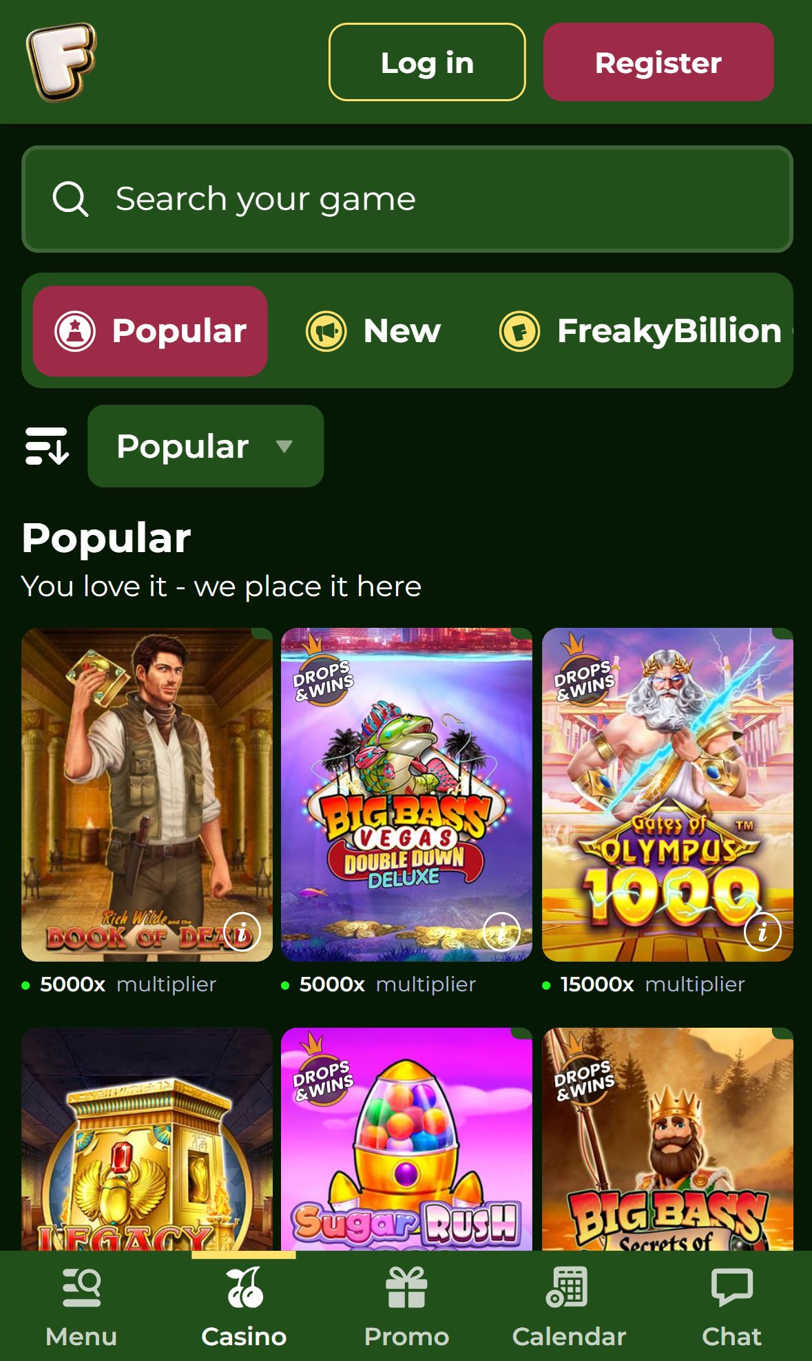 FreakyBillion — Lobby (Mobile)