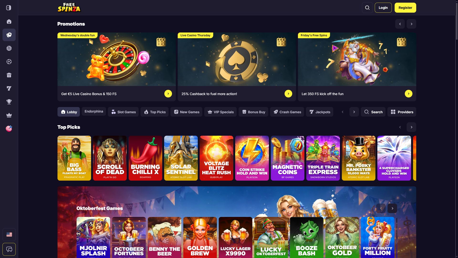 Freespinza — Lobby (Desktop)
