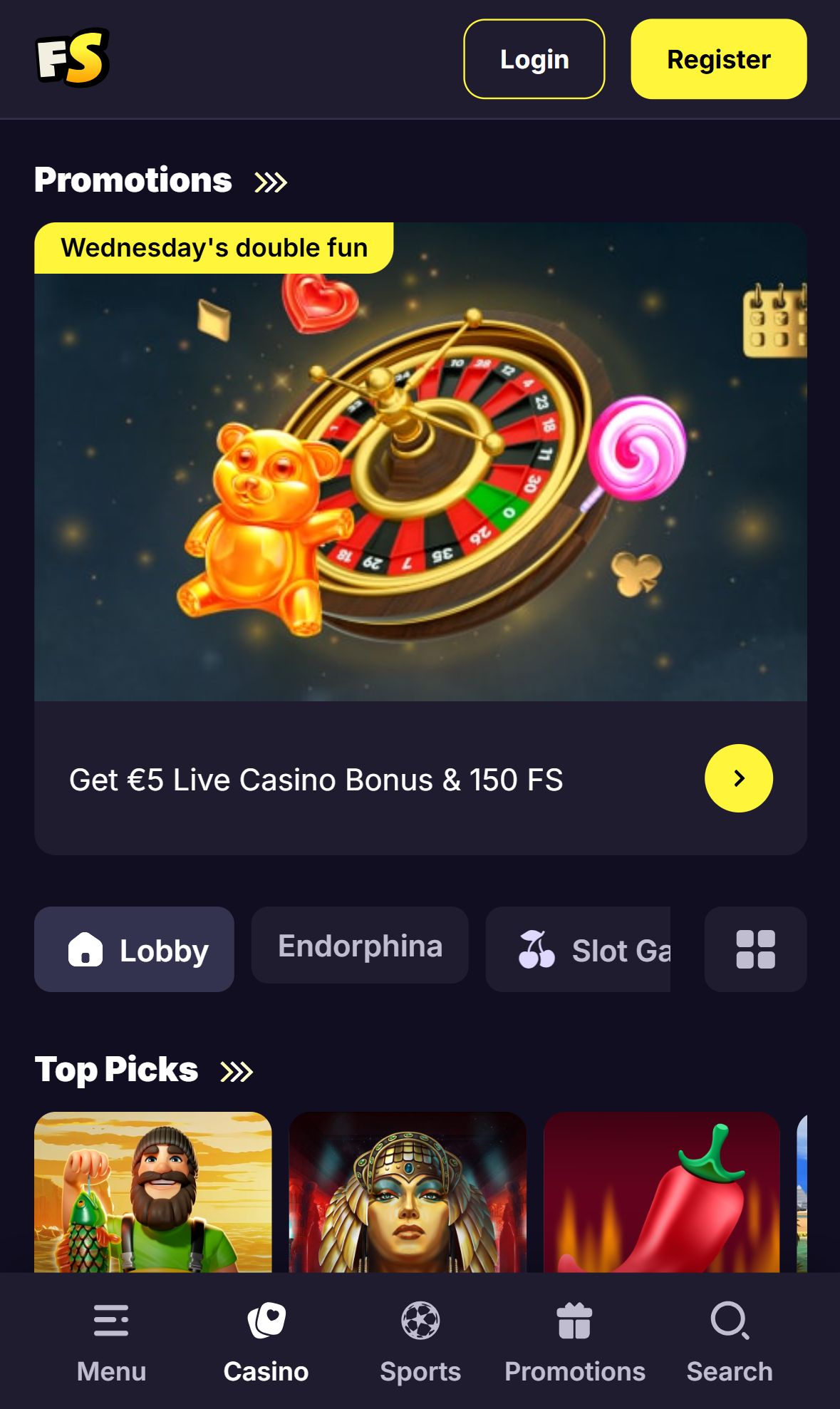 Freespinza — Lobby (Mobile)