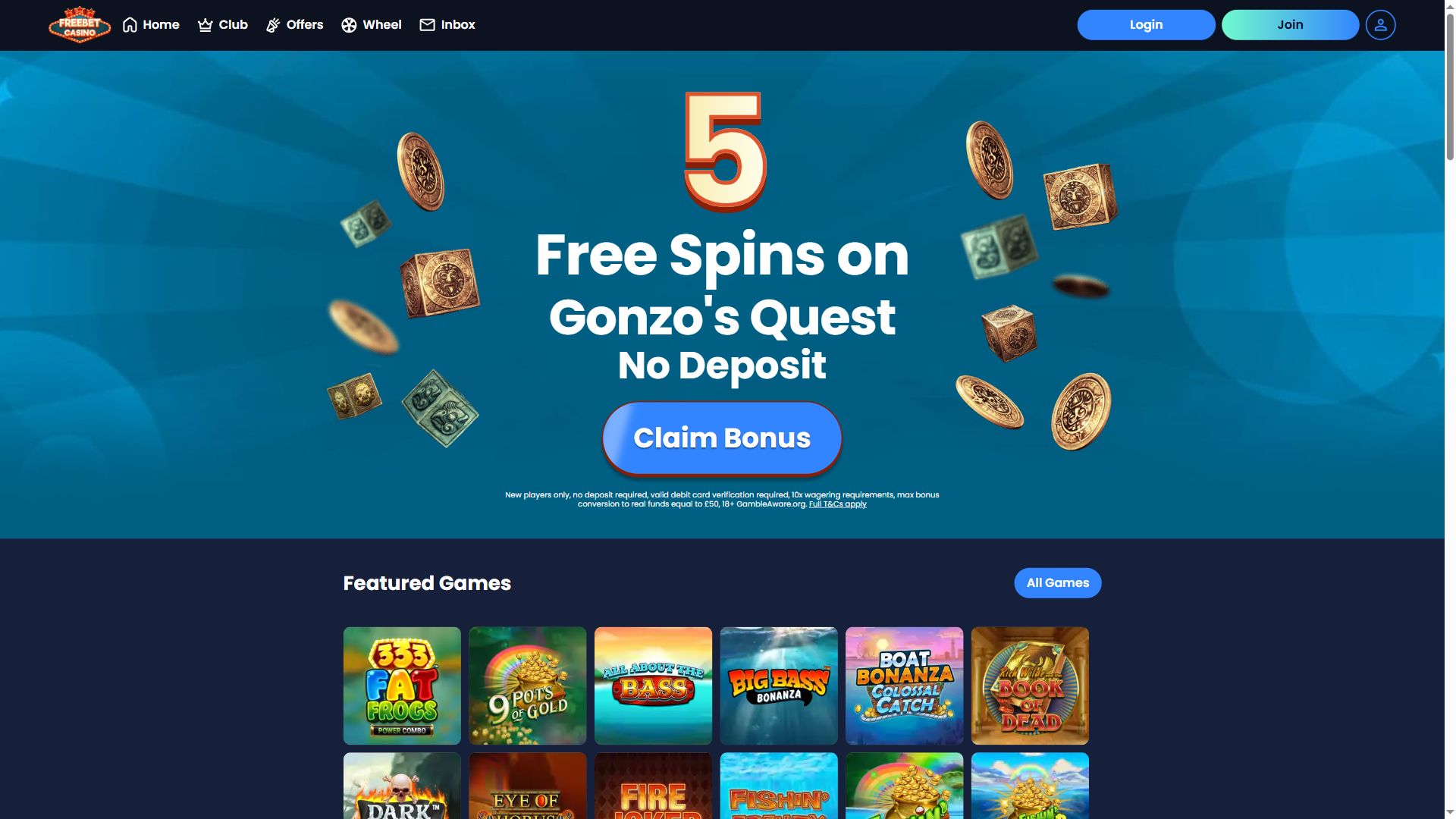 Freebet — Homepage (Desktop)