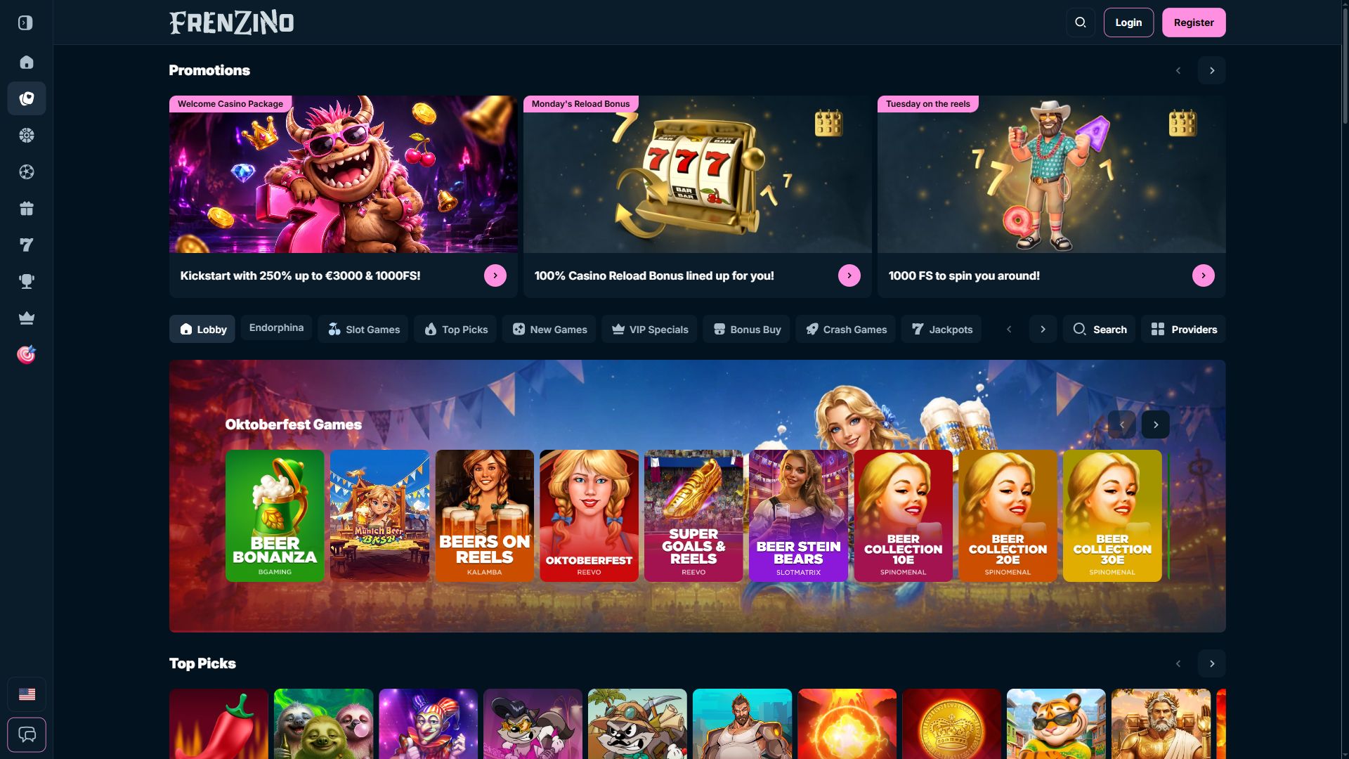 Frenzino — Lobby (Desktop)