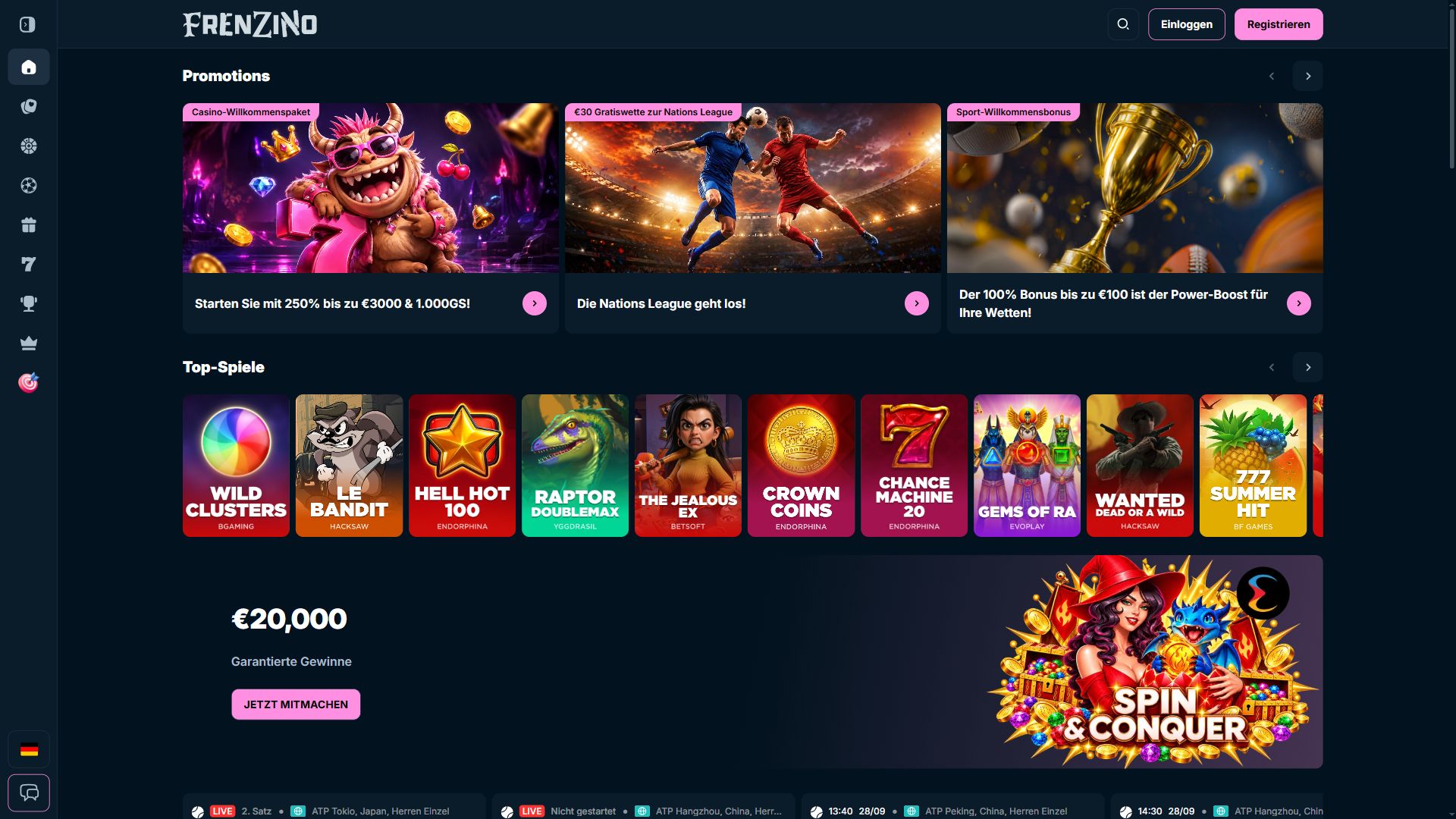 Frenzino — Startseite (Desktop)