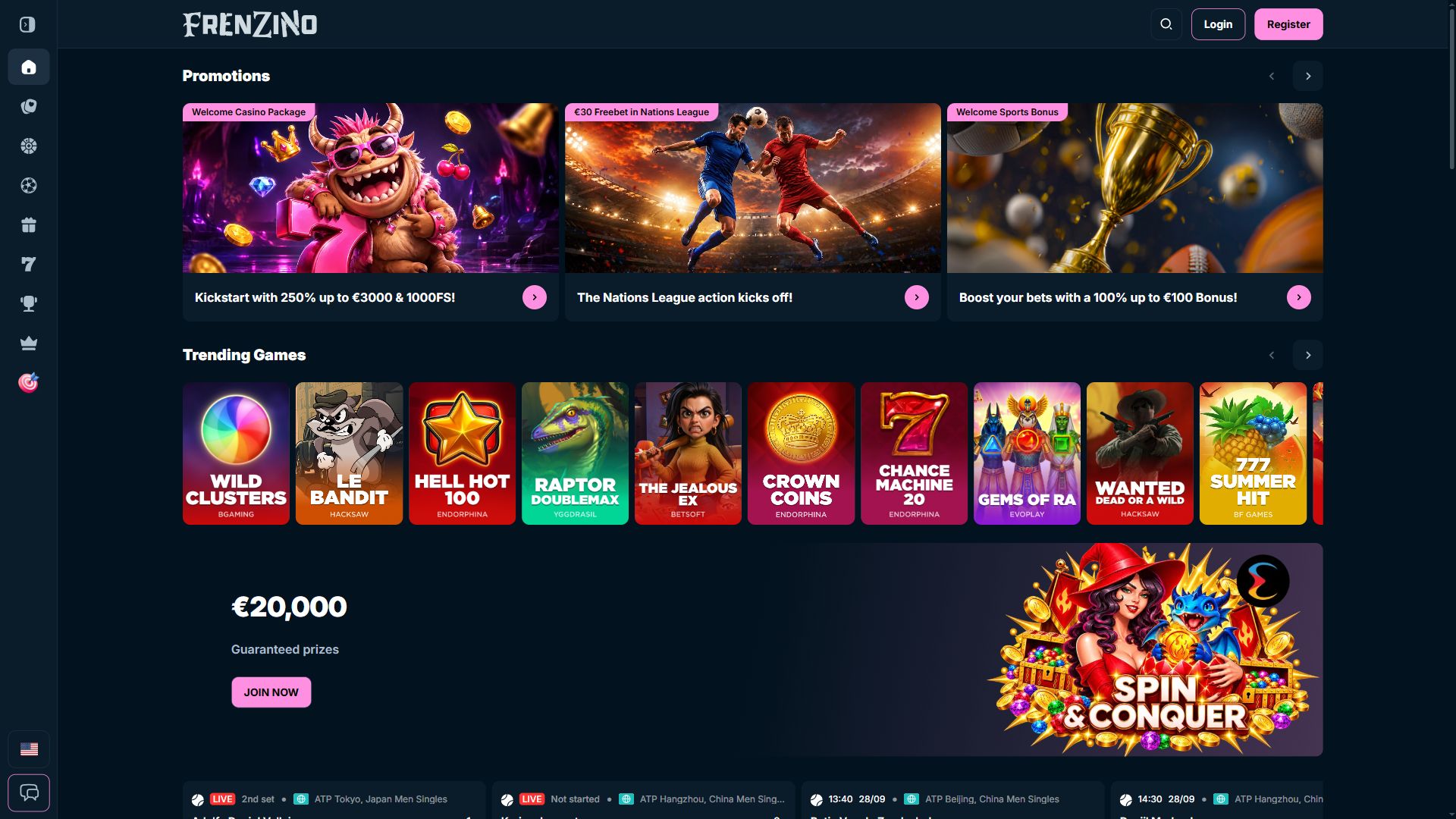 Frenzino — Homepage (Desktop)