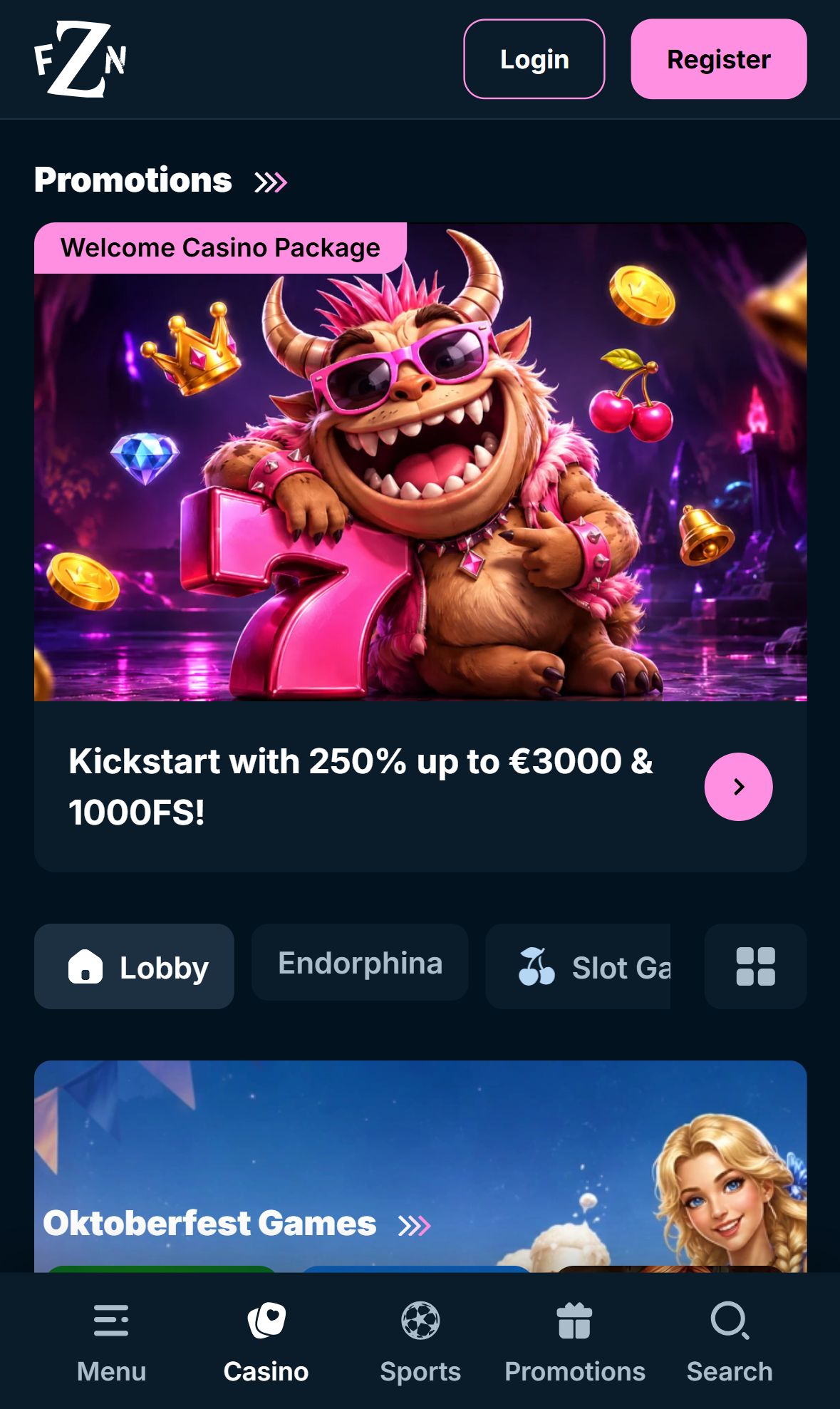 Frenzino — Homepage (Mobile)
