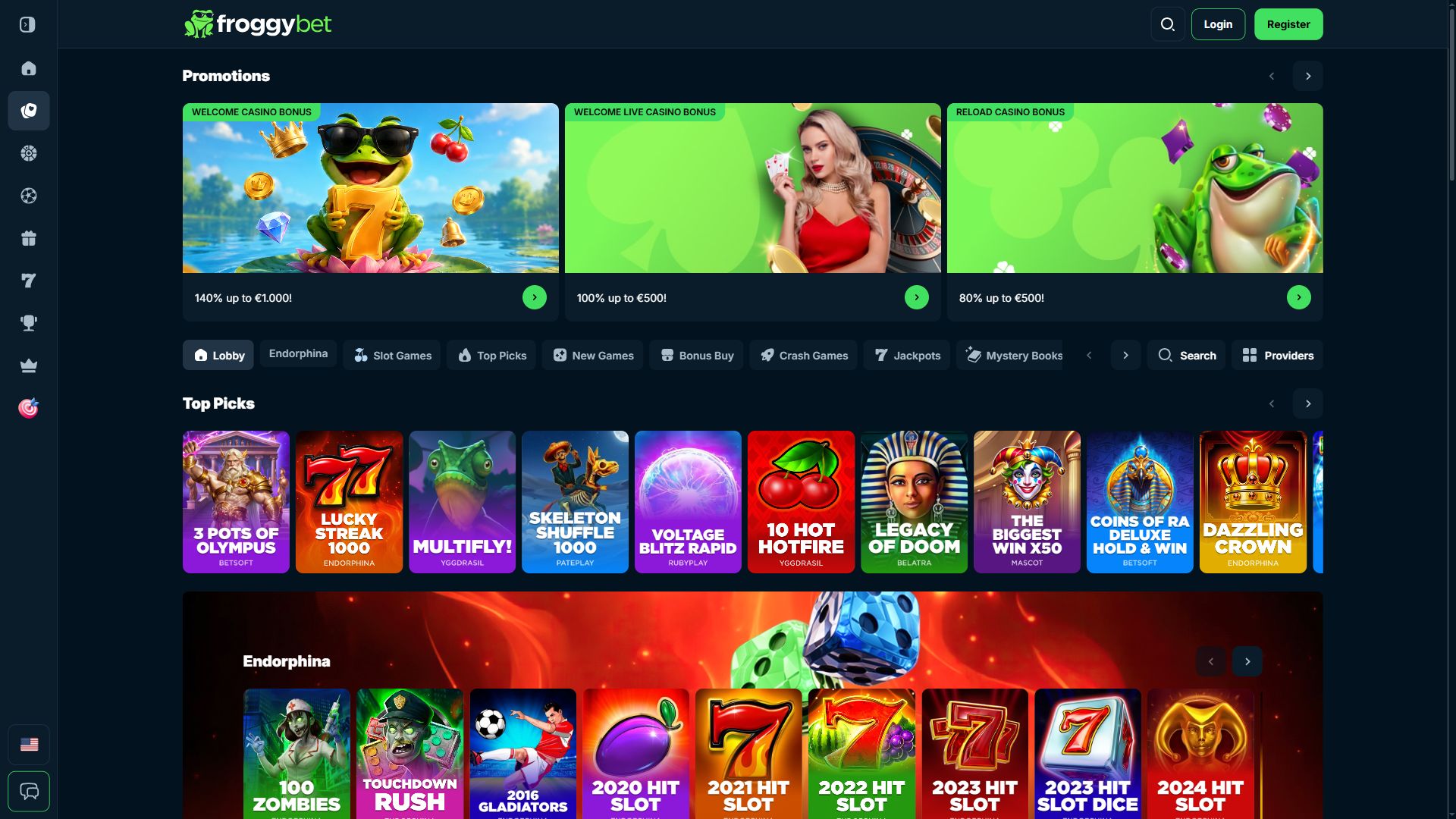 Froggybet — Lobby (Desktop)