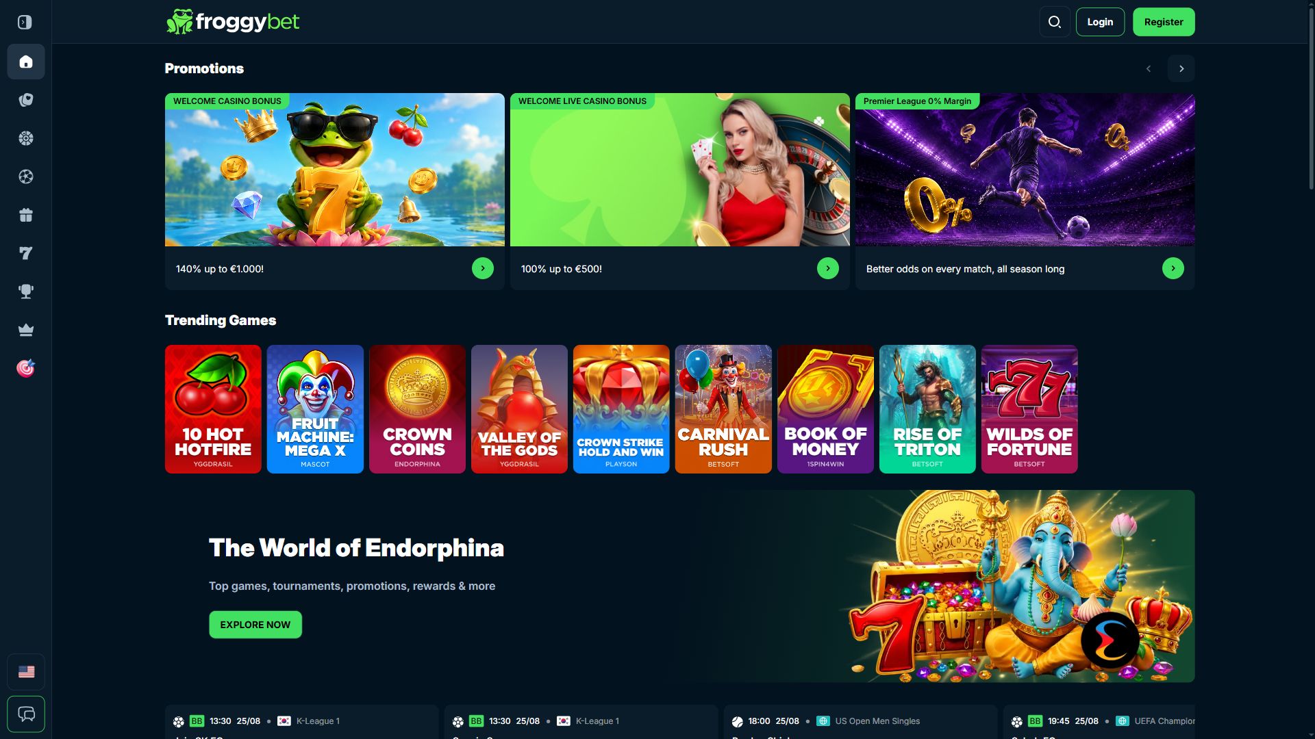 Froggybet — Homepage (Desktop)