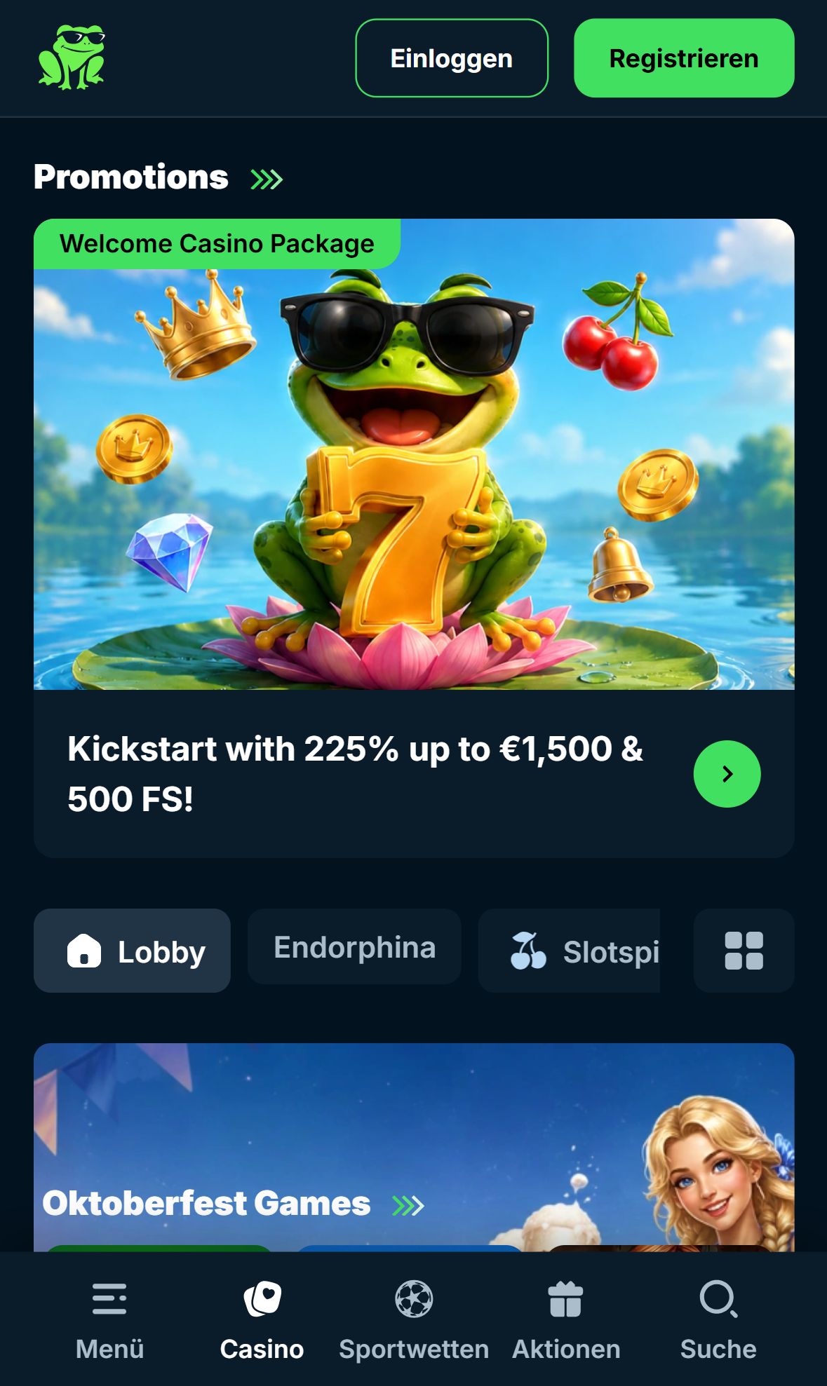 Froggybet — Startseite (Mobil)